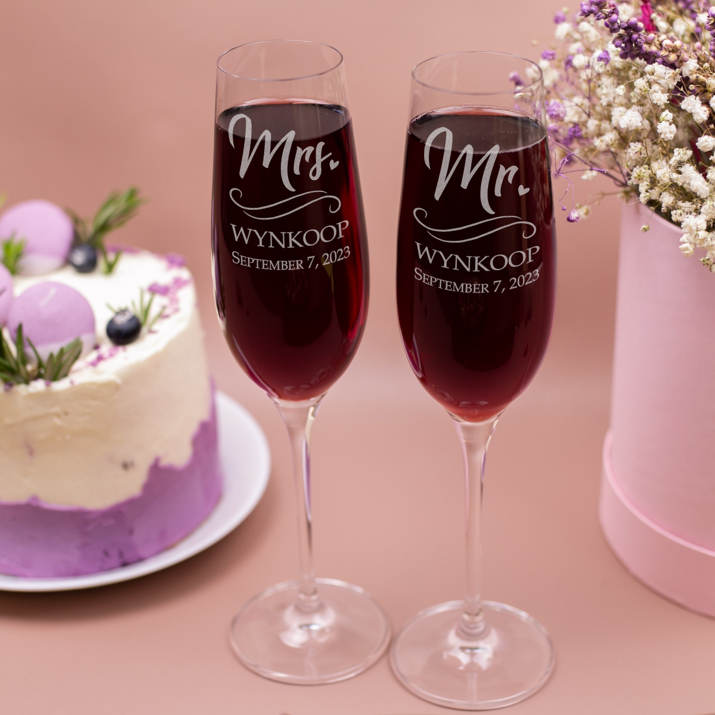 Personalized Wedding Flutes - Champagne Toasting Glasses