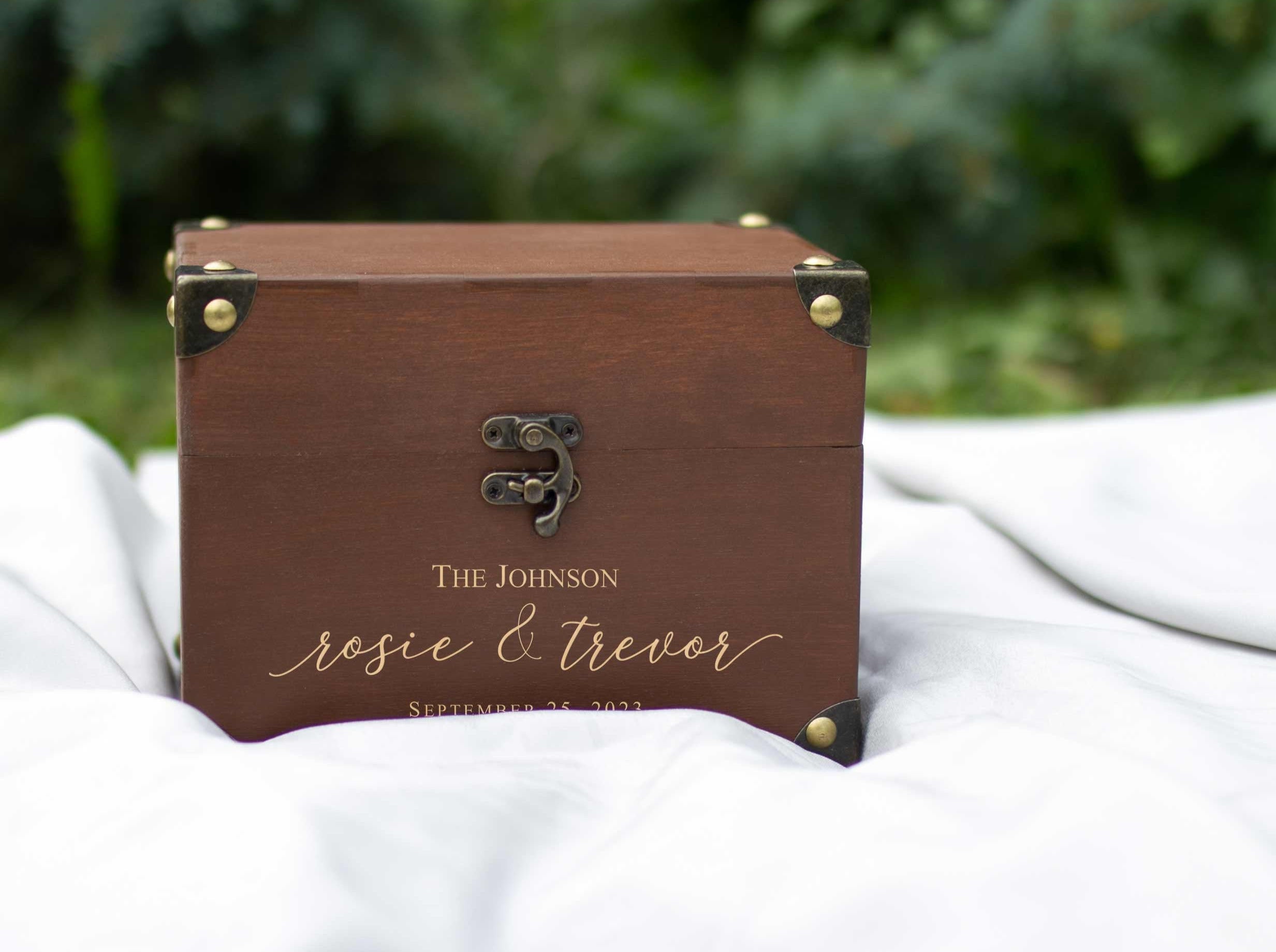 Wedding Guest Book Alternative - Wedding Advice Card Box with Lock - Bridal Shower Gifts