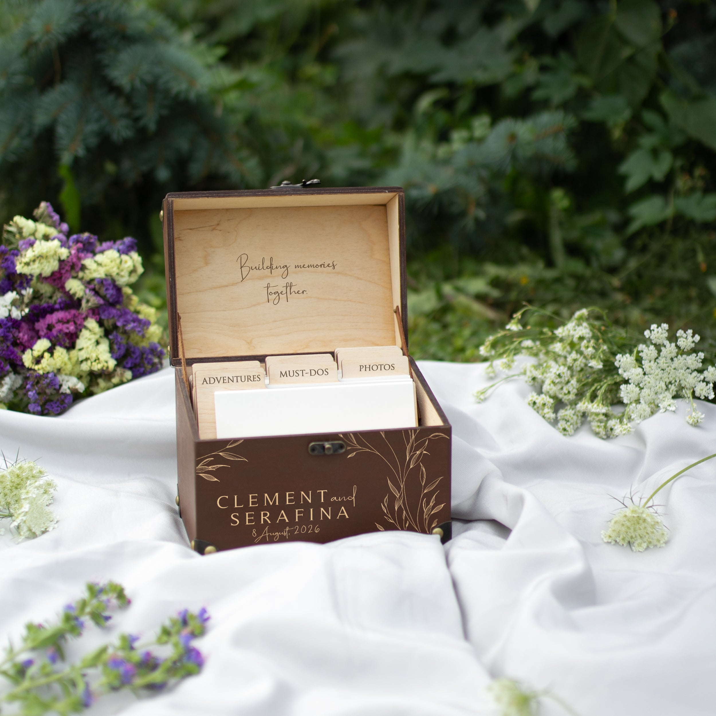 Personalized Wedding Advice Box: Greenery Keepsake Guest Book Alternative