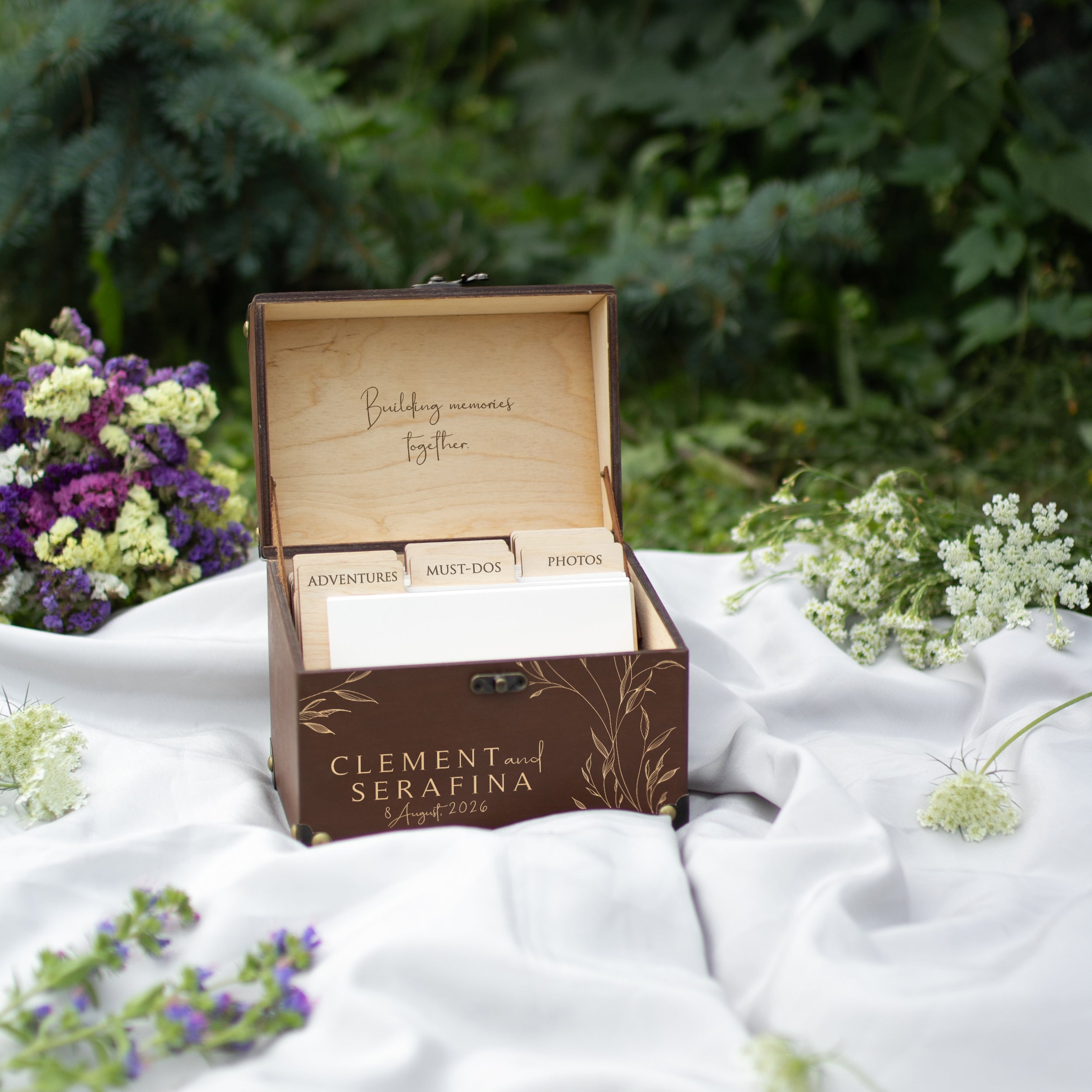 Personalized Wedding Advice Box: Greenery Keepsake Guest Book Alternative