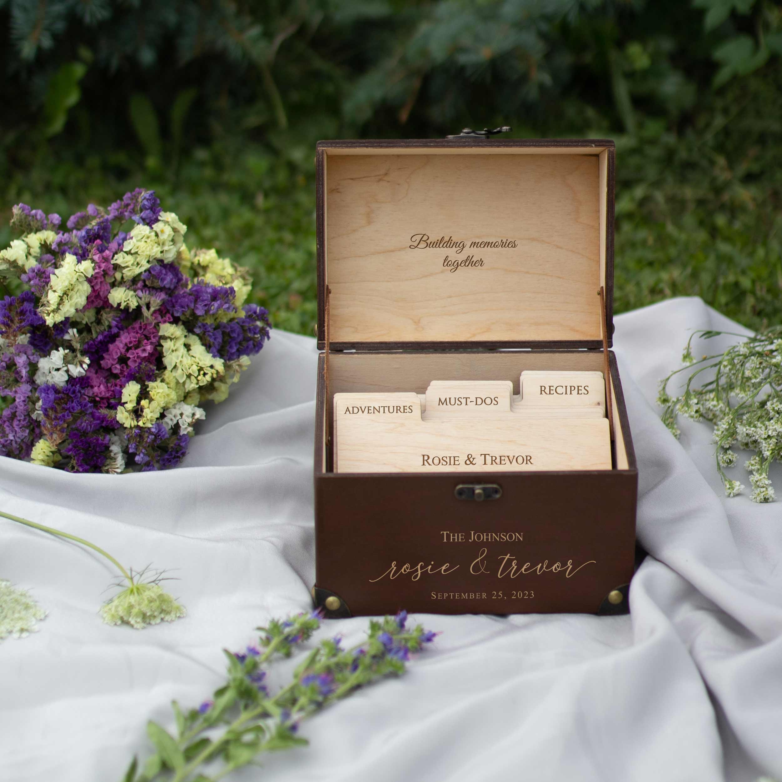 Wedding Guest Book Alternative - Wedding Advice Card Box with Lock - Bridal Shower Gifts