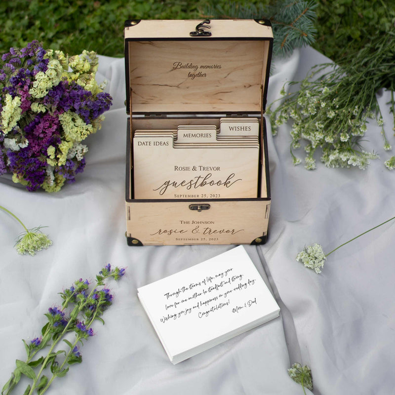 Wedding Guest Book Alternative - Wedding Advice Card Box with Lock - Bridal Shower Gifts