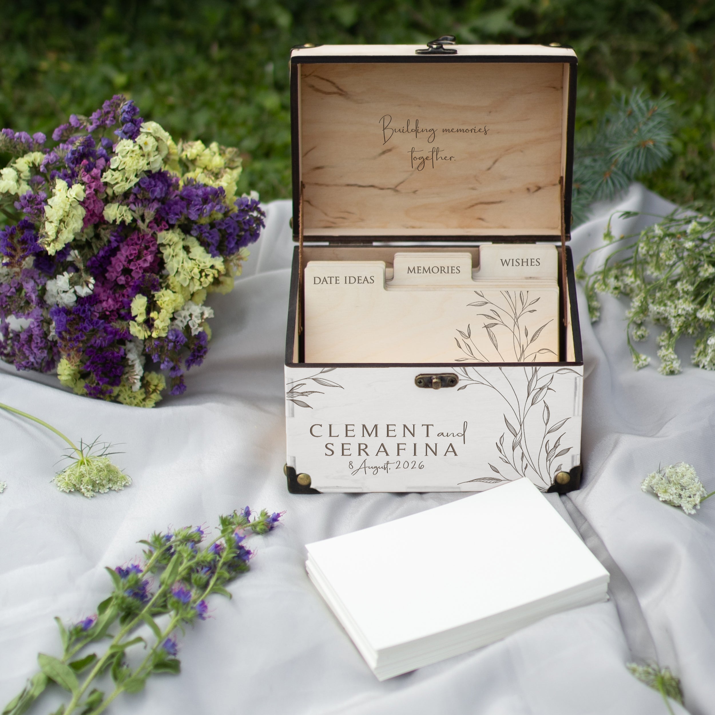 Personalized Wedding Advice Box: Greenery Keepsake Guest Book Alternative