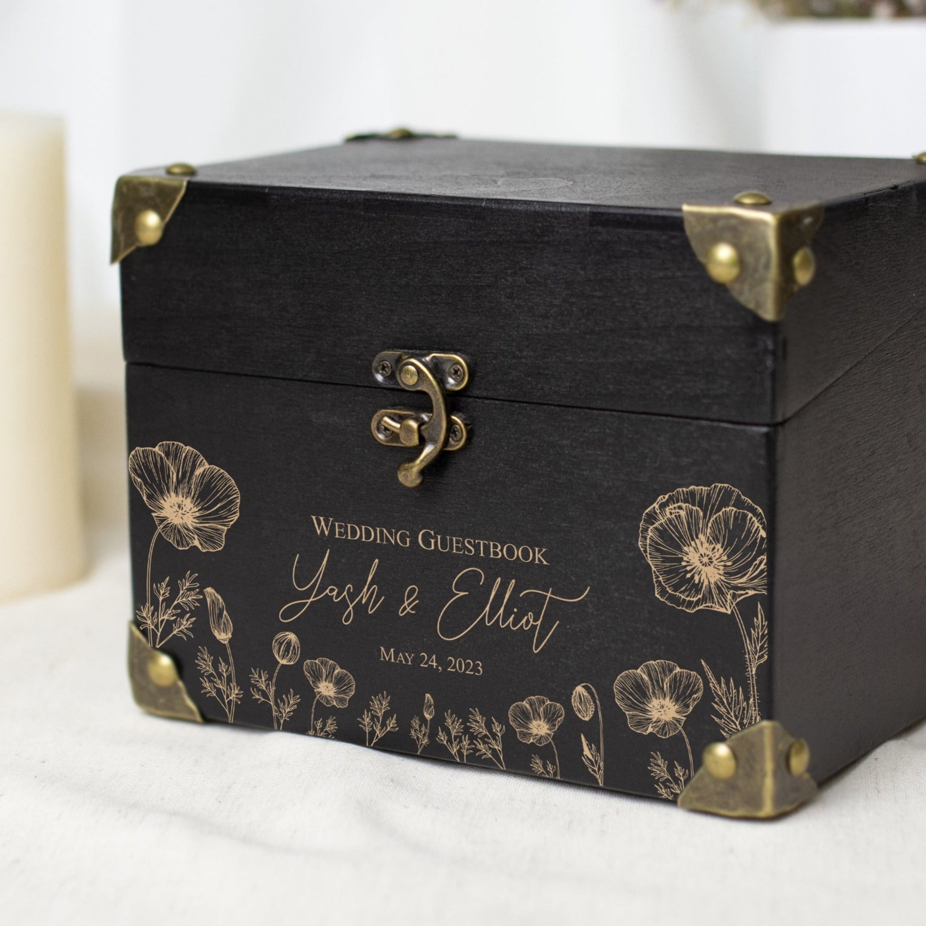 Personalized Guest Book Alternative Floral - Unique Wedding Guestbook with Advice