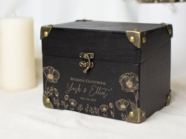 Personalized Guest Book Alternative Floral - Unique Wedding Guestbook with Advice