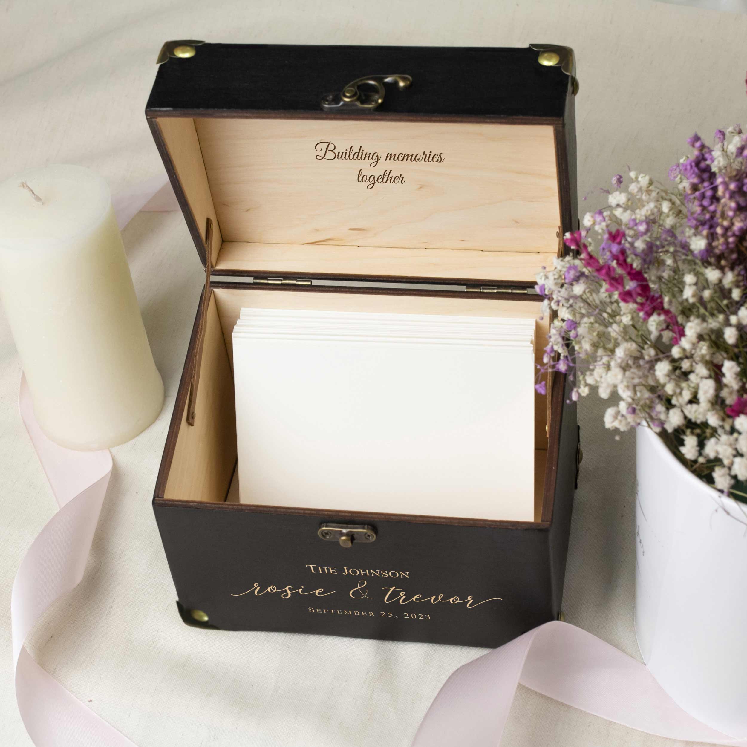 Wedding Guest Book Alternative - Wedding Advice Card Box with Lock - Bridal Shower Gifts