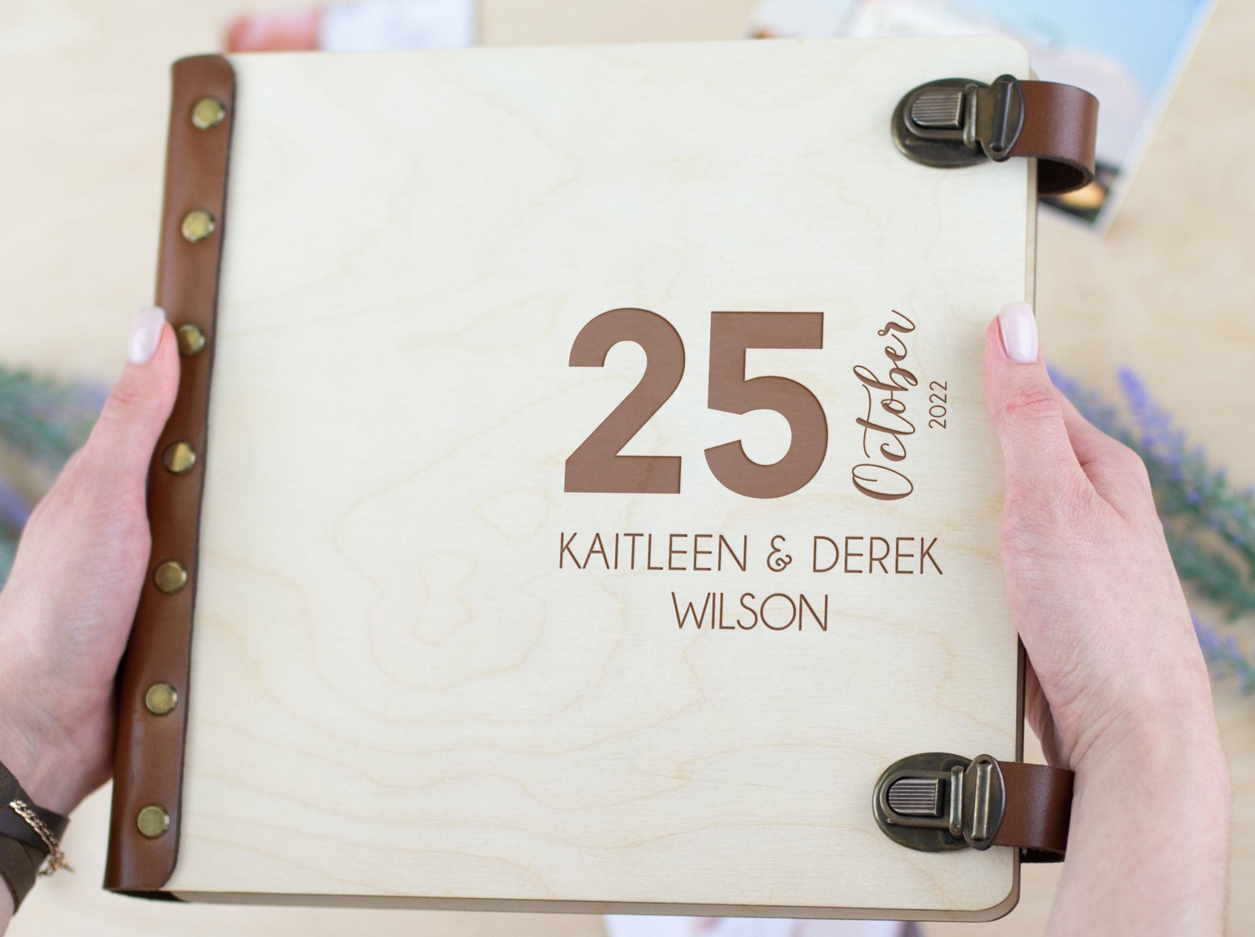 Engraved Wooden Album - Anniversary Gifts for Couple