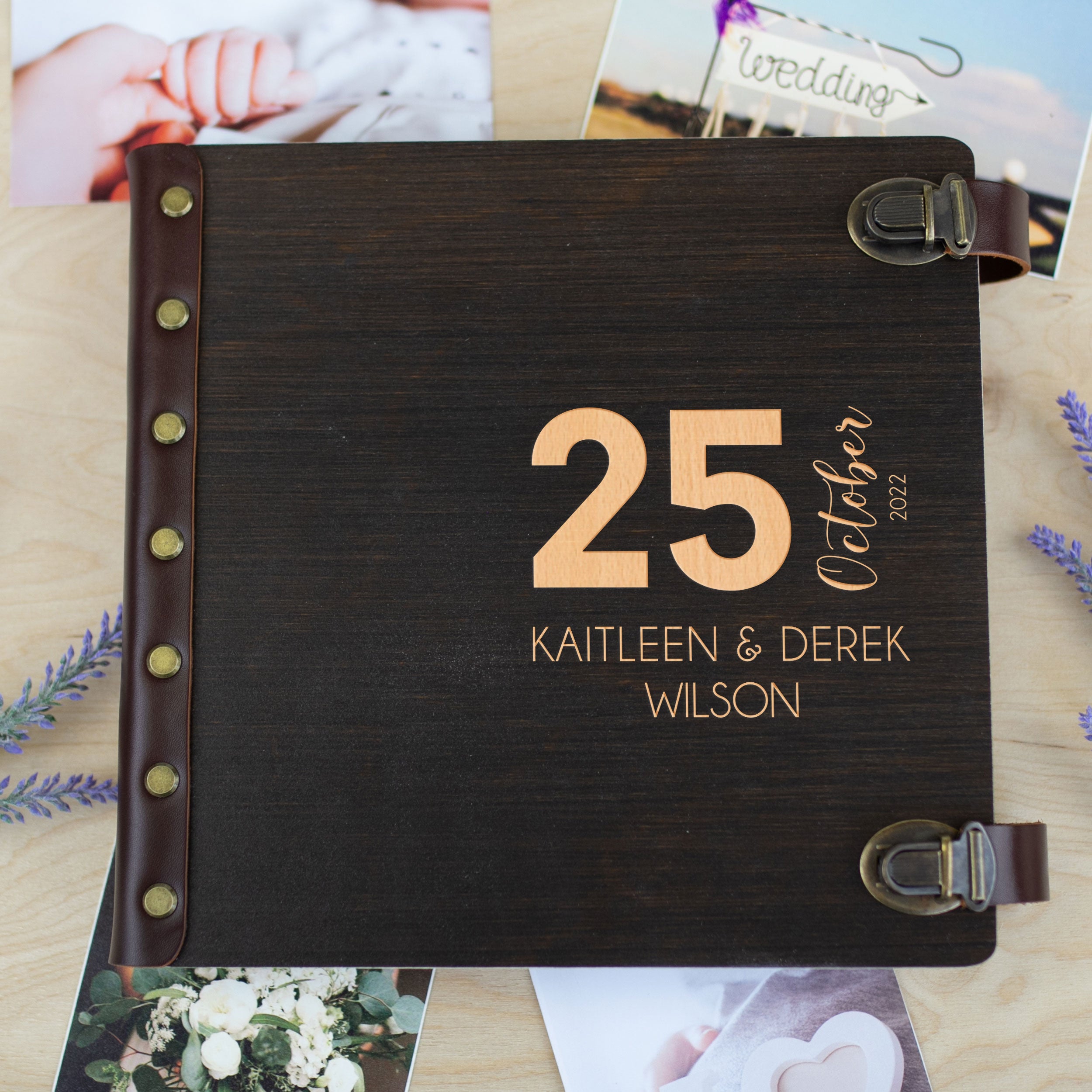 Engraved Wooden Album - Anniversary Gifts for Couple