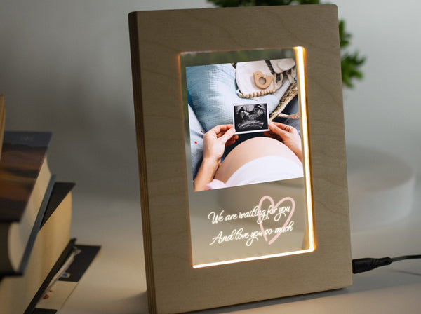 Custom Acrylic Frame with LED Light - Unique Gift for Mom to Be