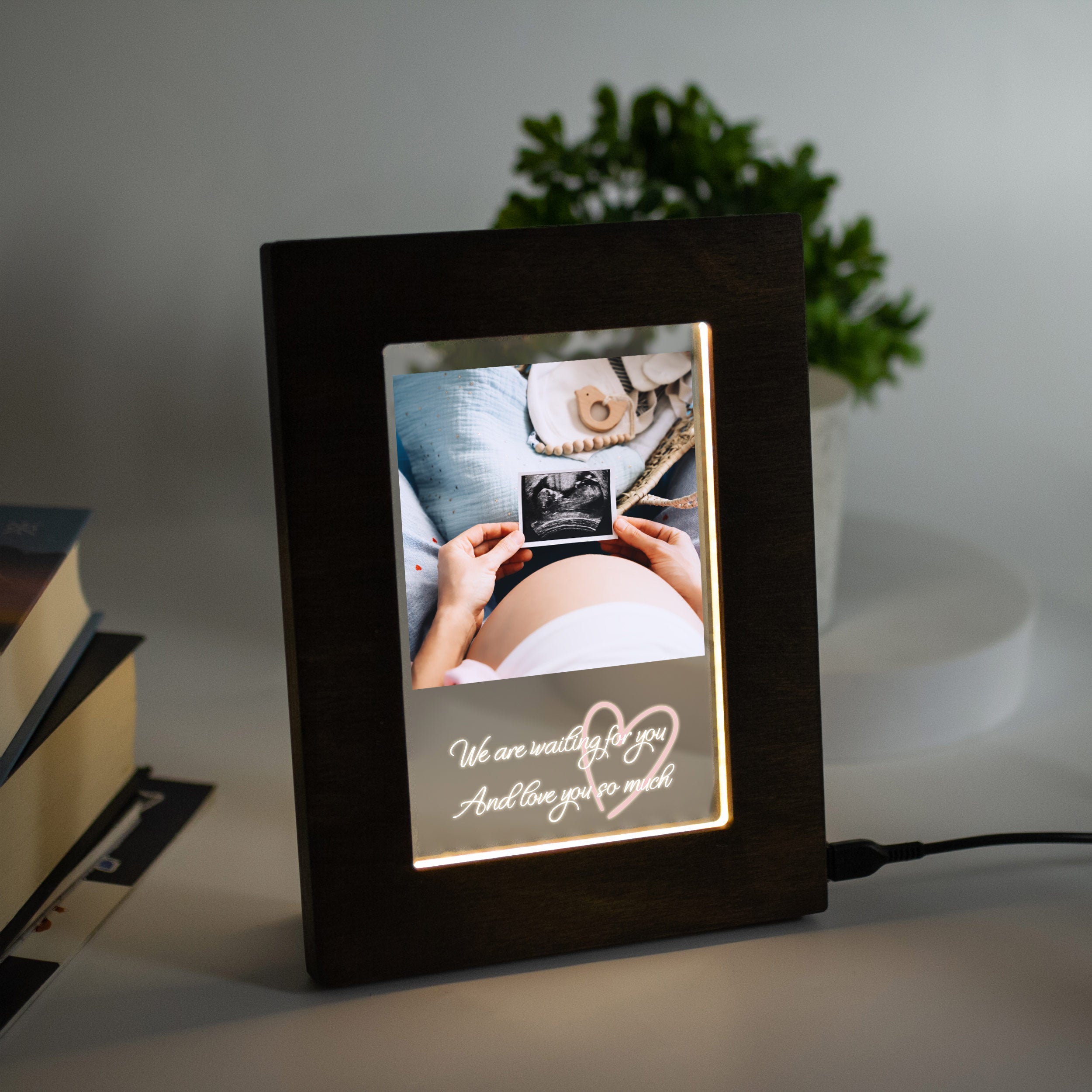 Custom Acrylic Frame with LED Light - Unique Gift for Mom to Be