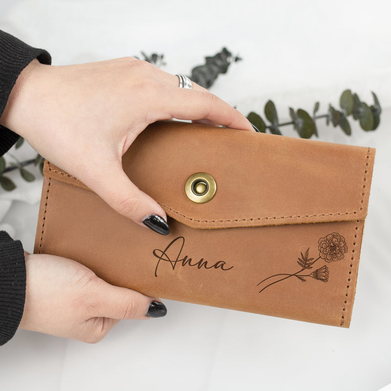 Woman Wallet with Birth Flowers - Birthday Womens Gift Idea
