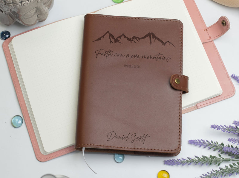 Persnalized Bible Journal with Mountains - Fathers Day Gift from Son