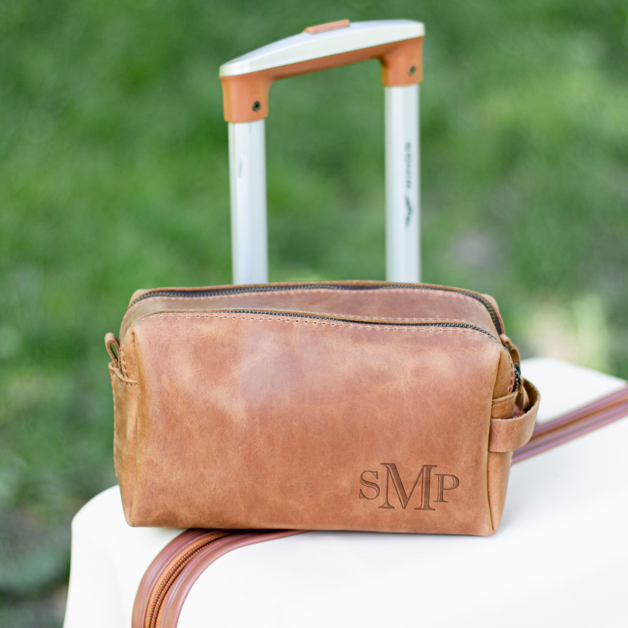 Men’s Leather Shaving Kit – Personalized Dopp Bag with Name