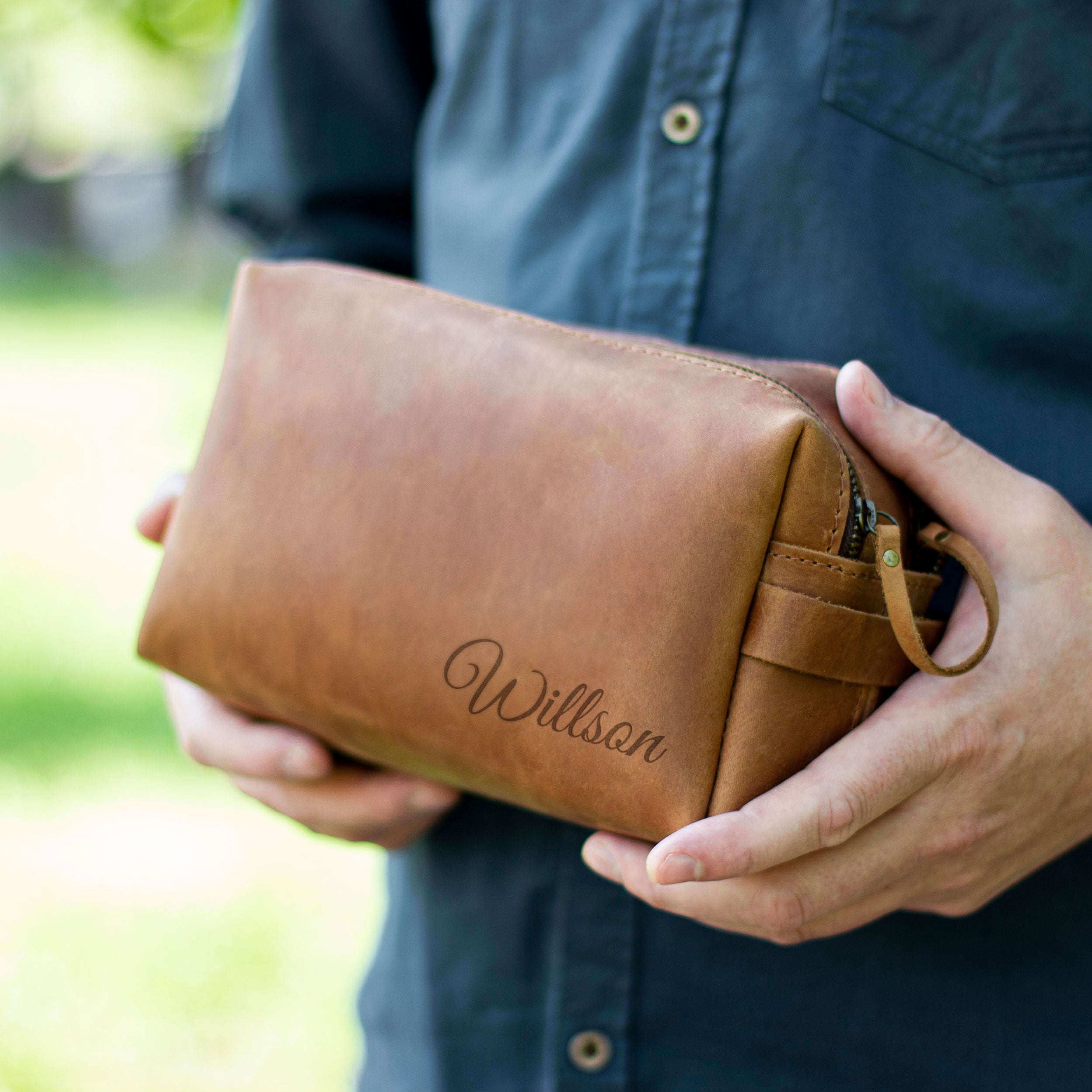 XL Personalized Leather Toiletry bag - Christmas Gift for Boyfriend