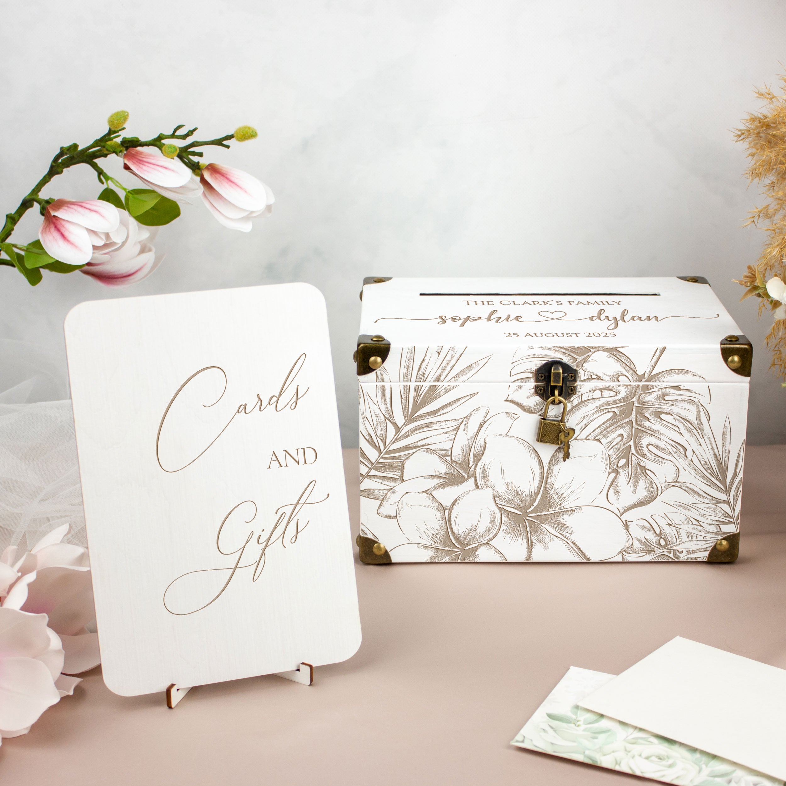 Mountain Wedding Card Box - Wooden Envelope Box for Wedding Reception