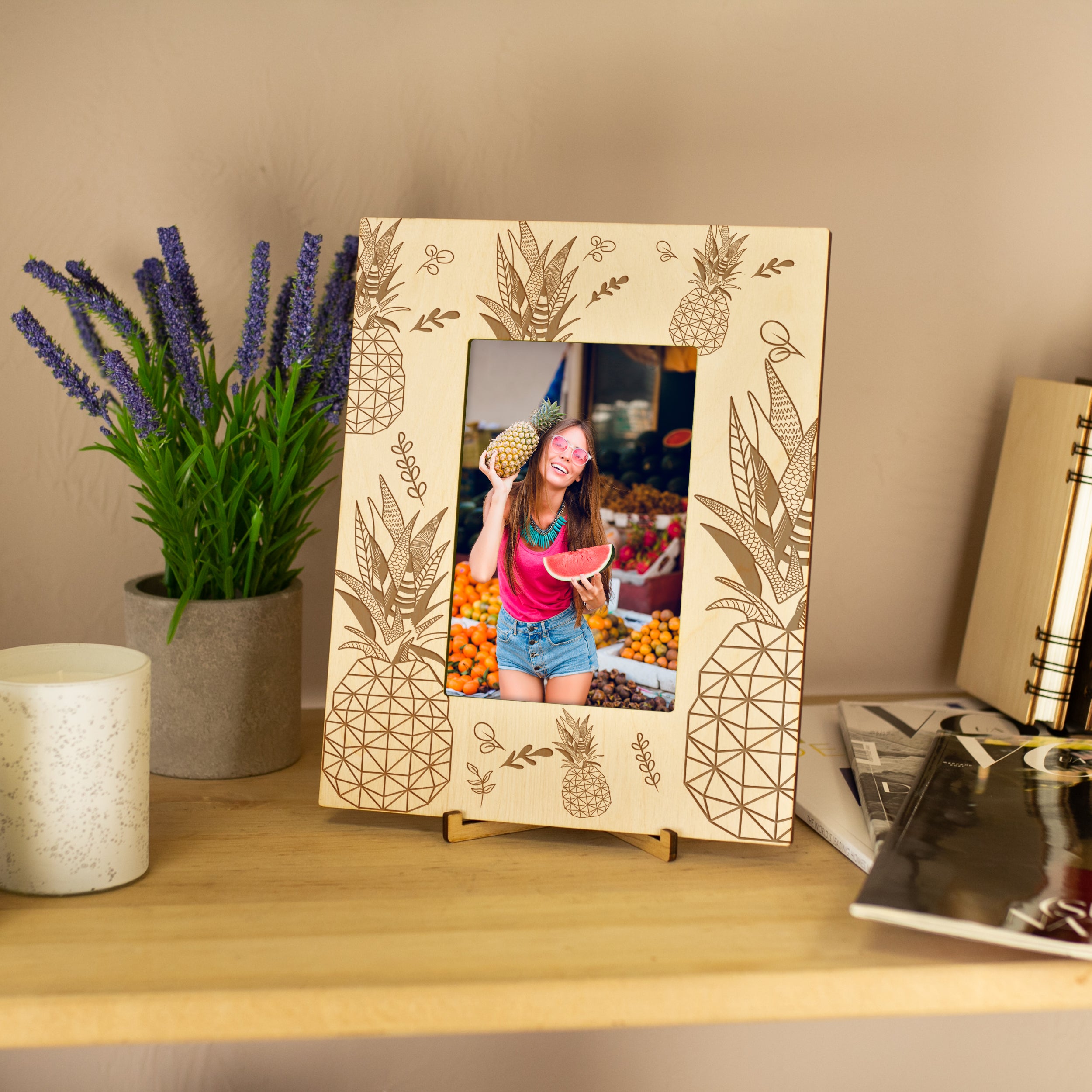 Pineapple Picture Frame - Tropical Wood Photo Frame