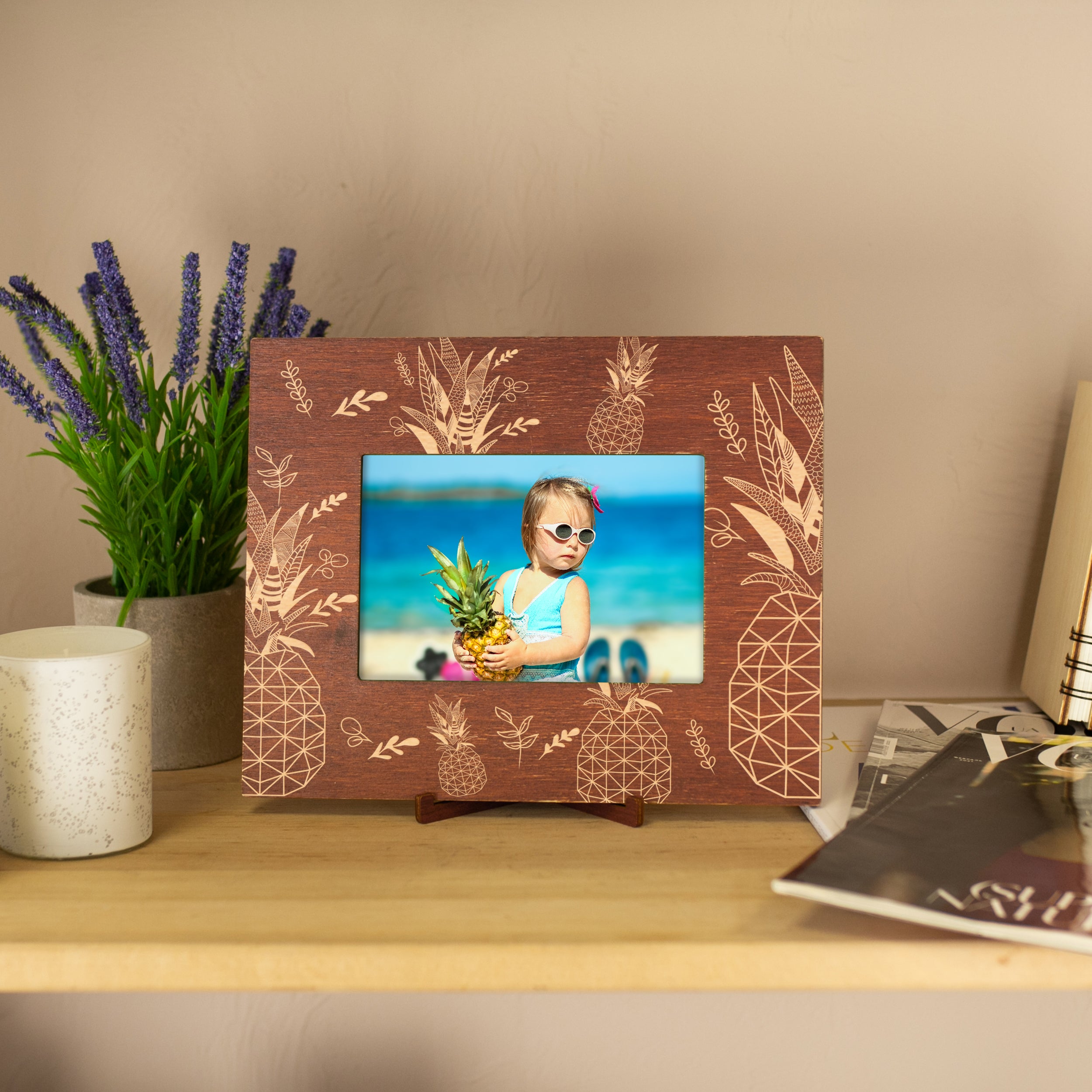 Pineapple Picture Frame - Tropical Wood Photo Frame