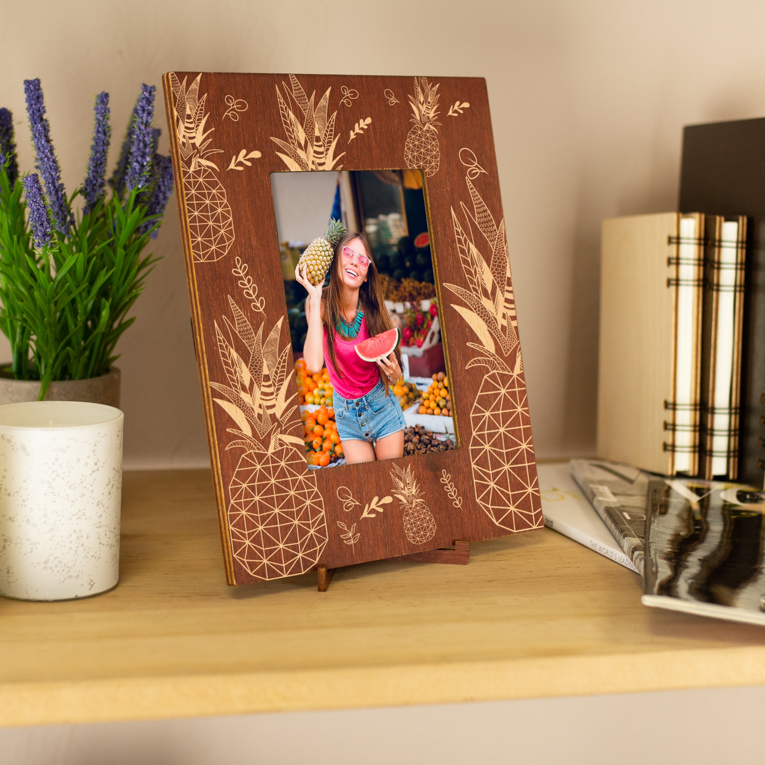 Pineapple Picture Frame - Tropical Wood Photo Frame