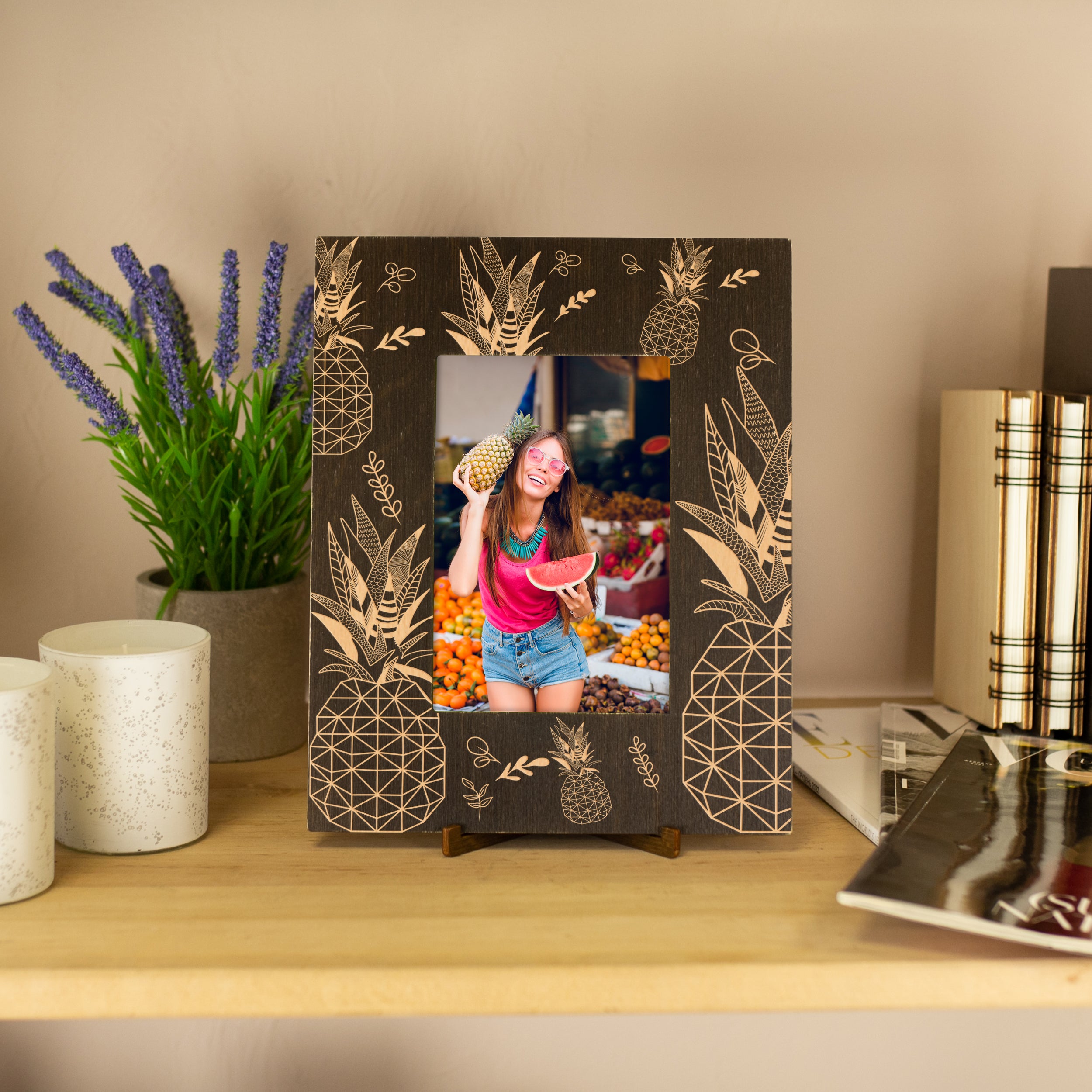 Pineapple Picture Frame - Tropical Wood Photo Frame