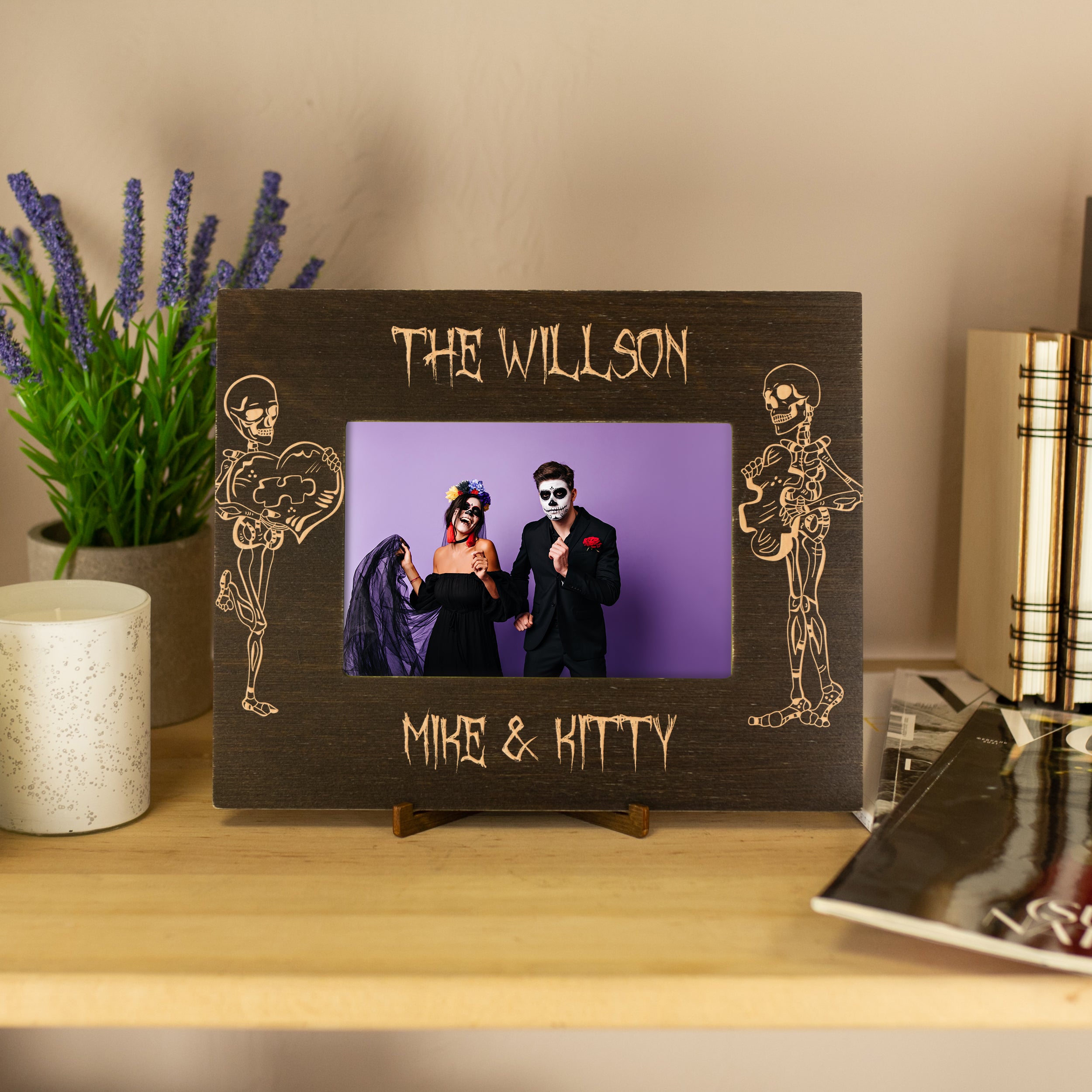 Gothic Wedding Frame with Skeleton Bride & Groom