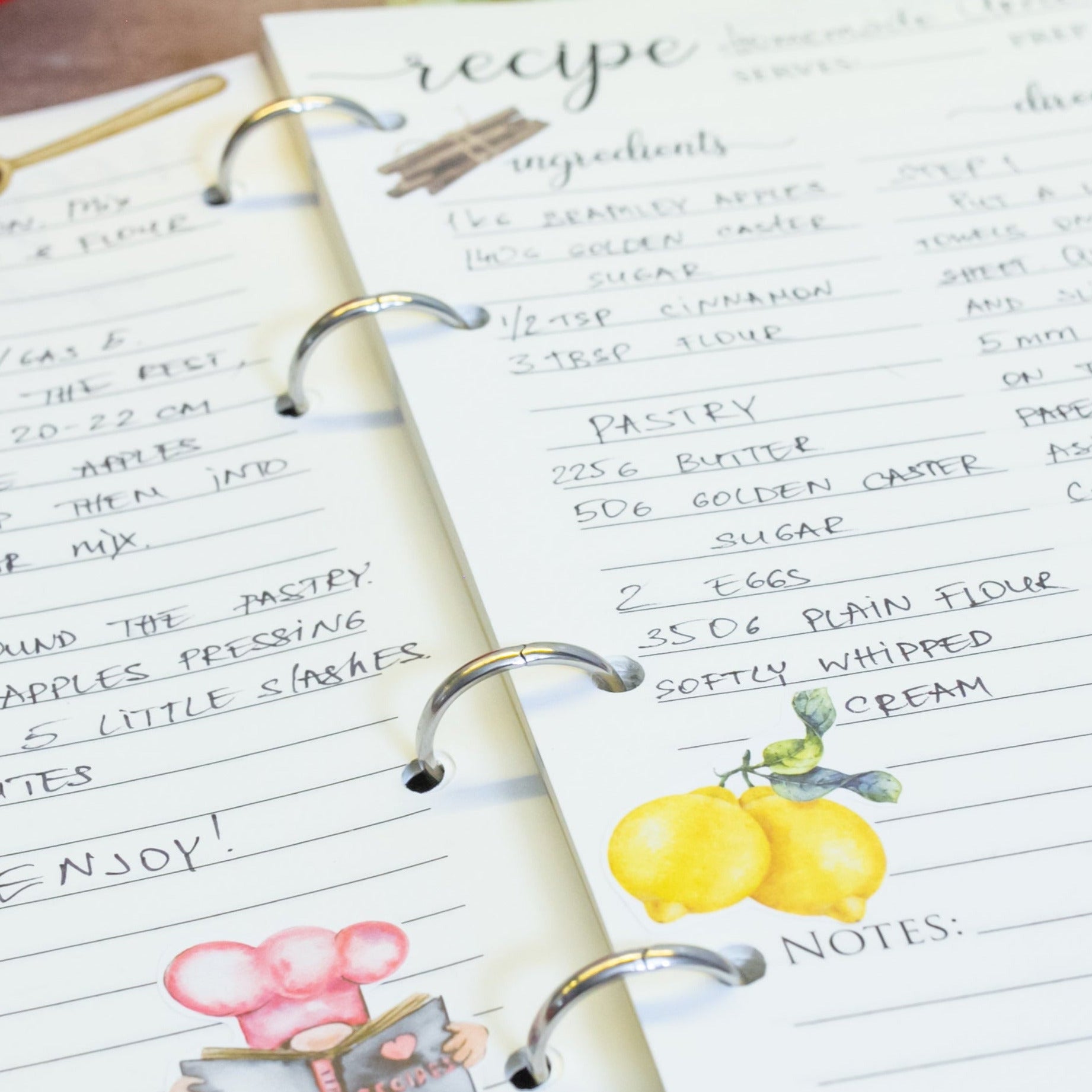 Additional paper set for recipe book