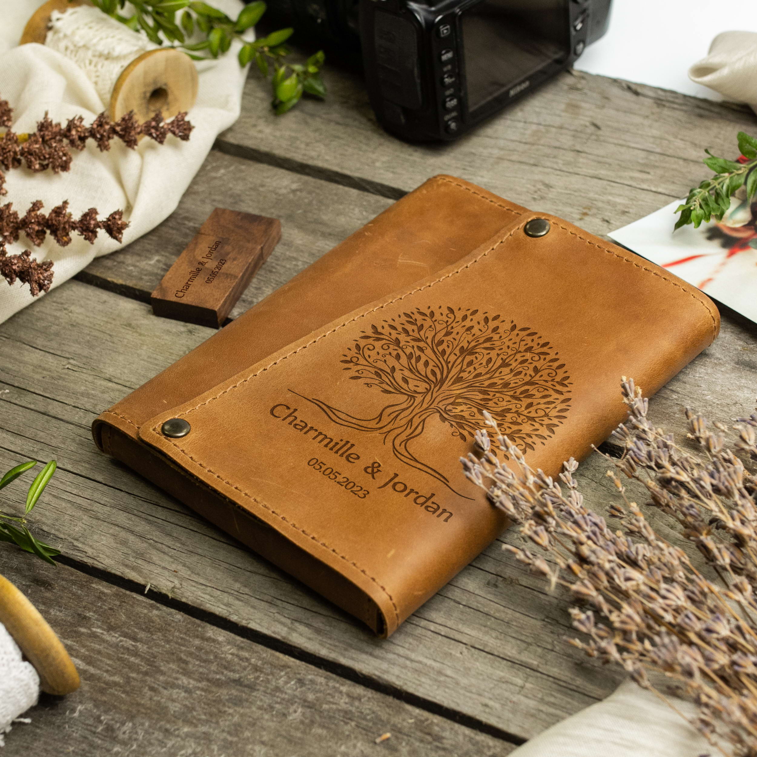 Leather Keepsake Memory Box with Family Tree - Christmas Gifts Ideas