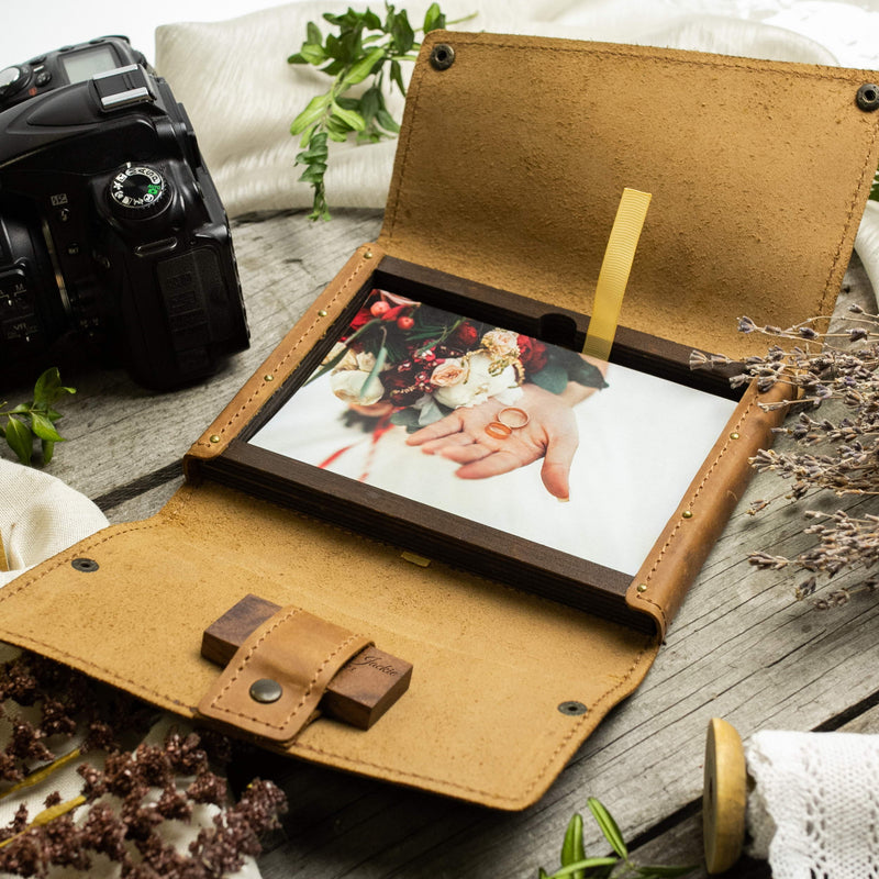 Personalized Memory Box for Pictures with USB - Wedding Couple Photo GIft