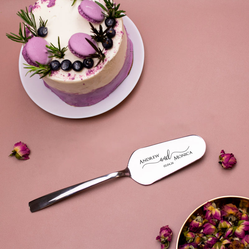 Wedding Cake Server Set - Engraved Cake Knife & Server Set