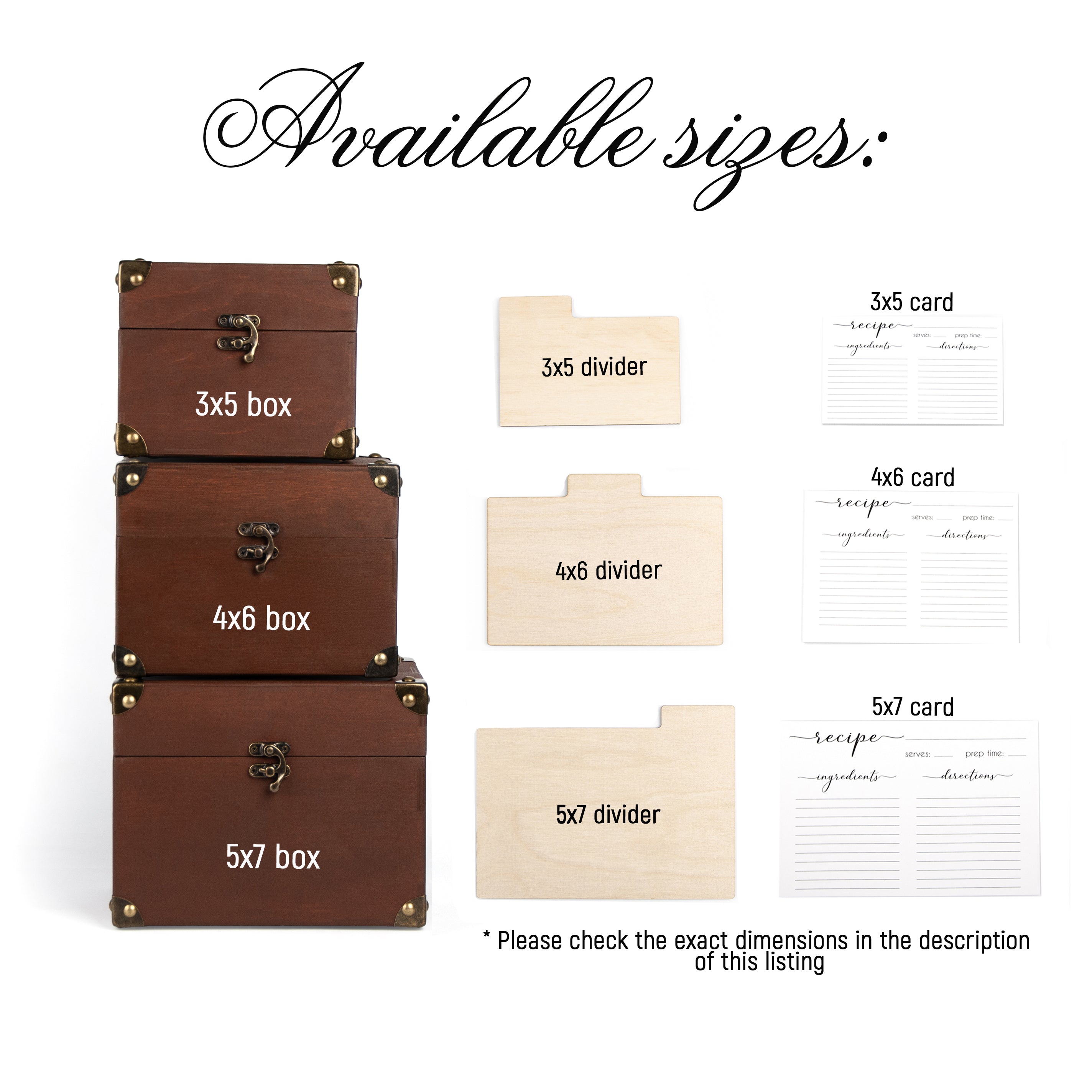 Wooden Recipe Organizer with Dividers & Cards - Bridal Shower Gift for Bride to Be