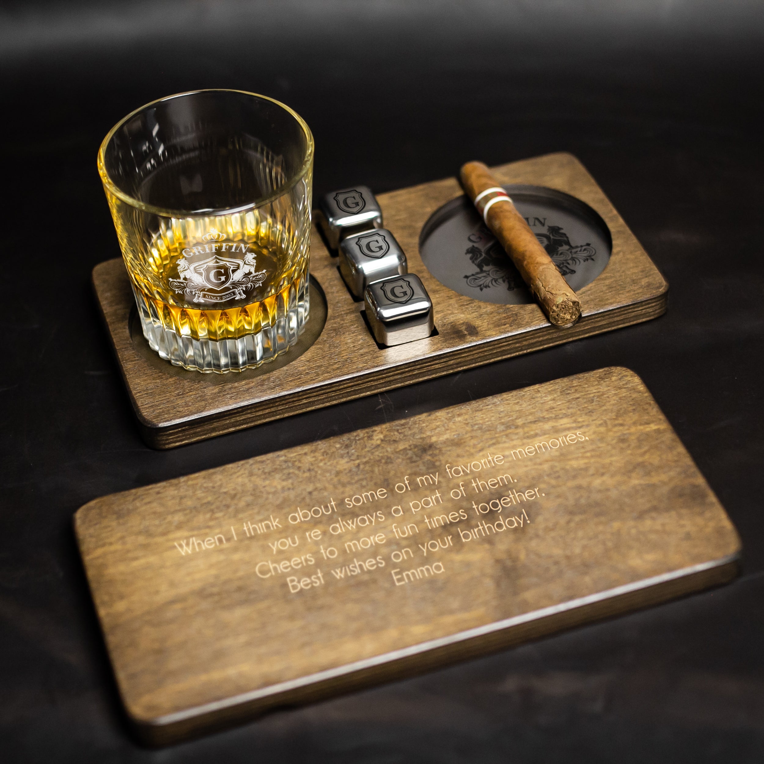 Сigar Ashtray & Whiskey Coaster - Christmas Gifts for Dad or Grandpa