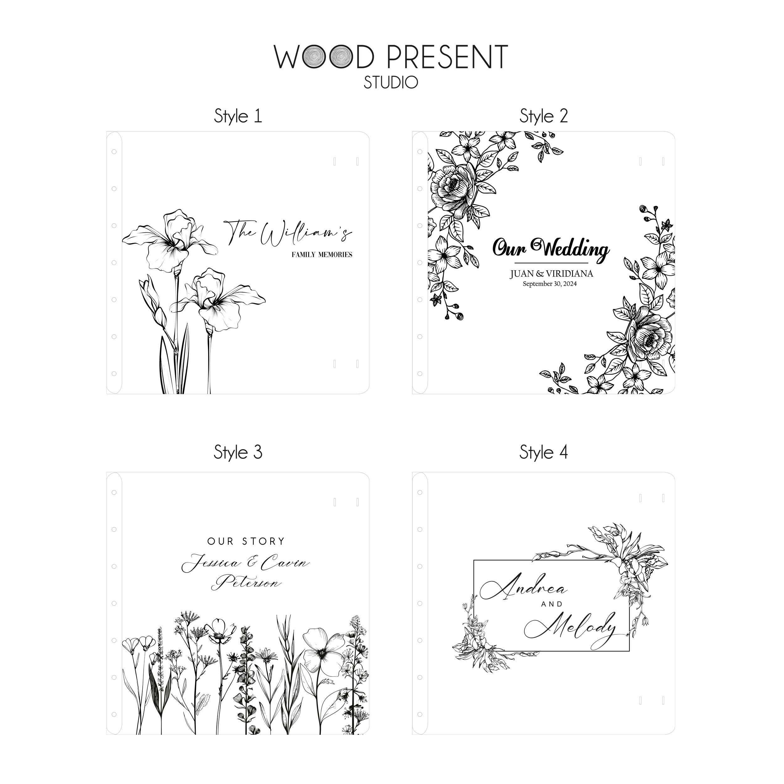 a set of four wedding cards with flowers