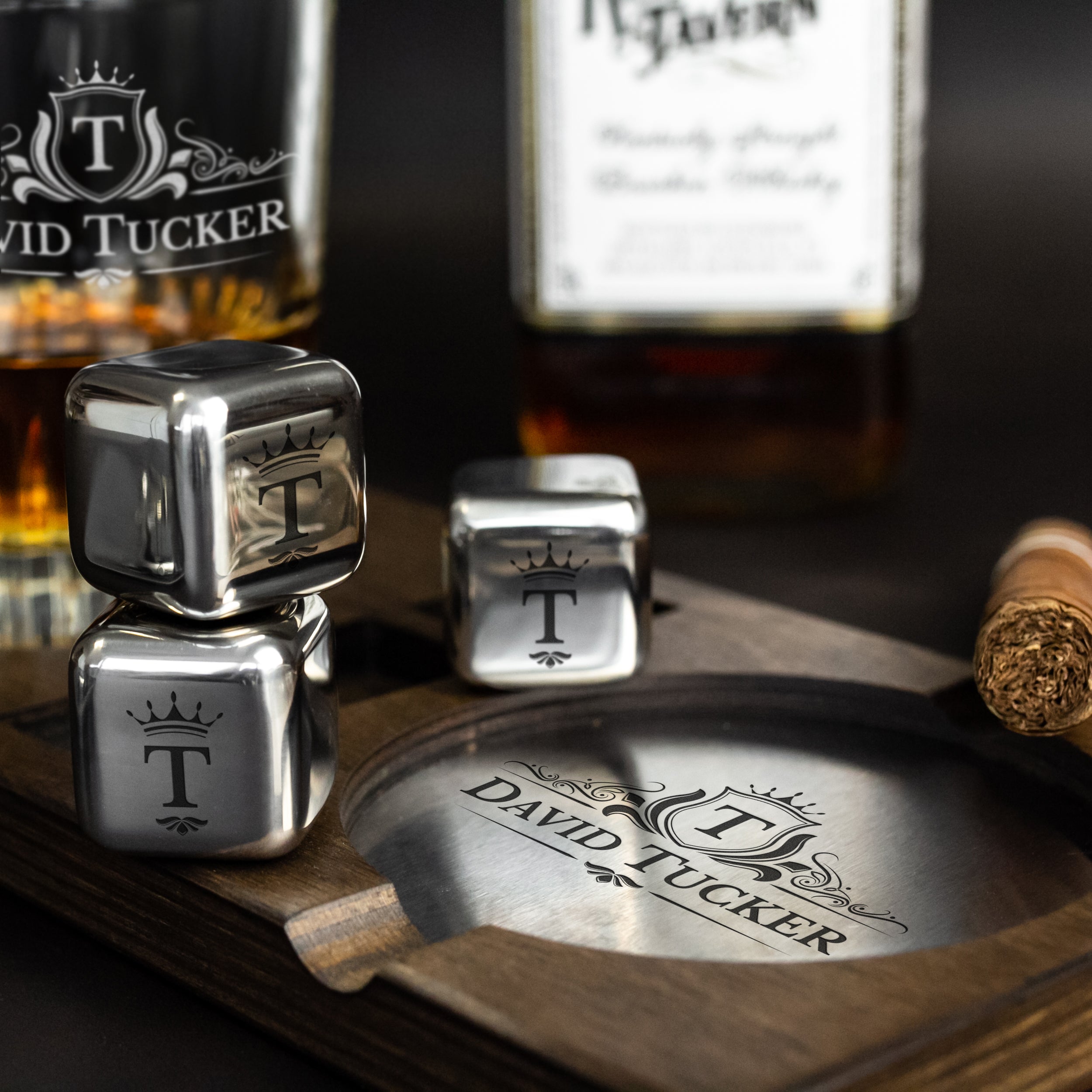 Сigar Ashtray & Whiskey Coaster - Christmas Gifts for Dad or Grandpa