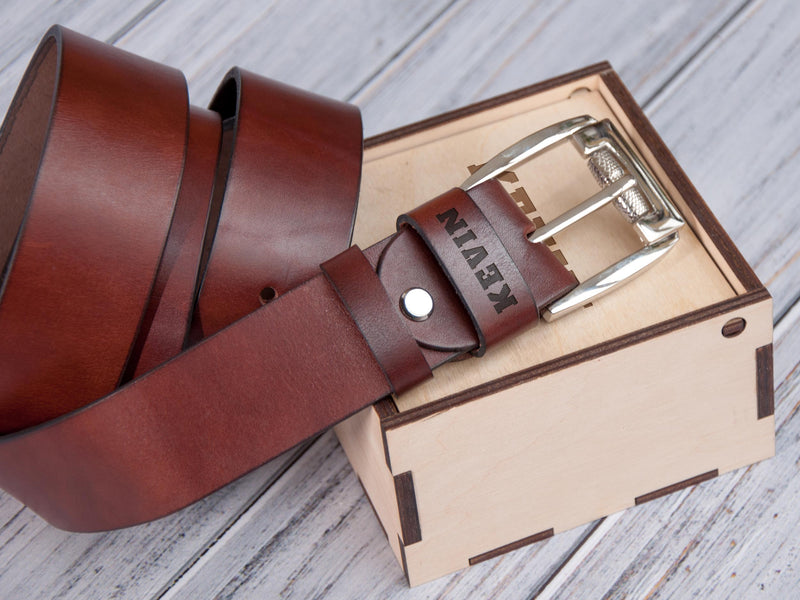Custom Engraved Leather Belt - Coworker Gift
