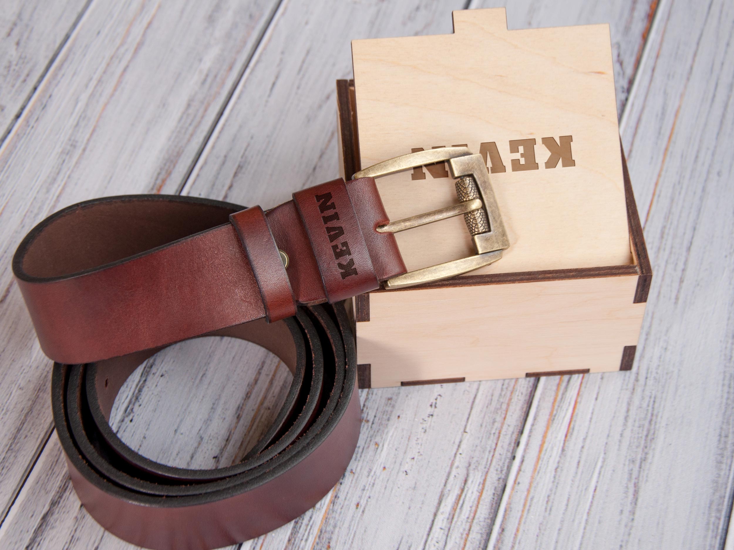 Custom Engraved Leather Belt - Coworker Gift