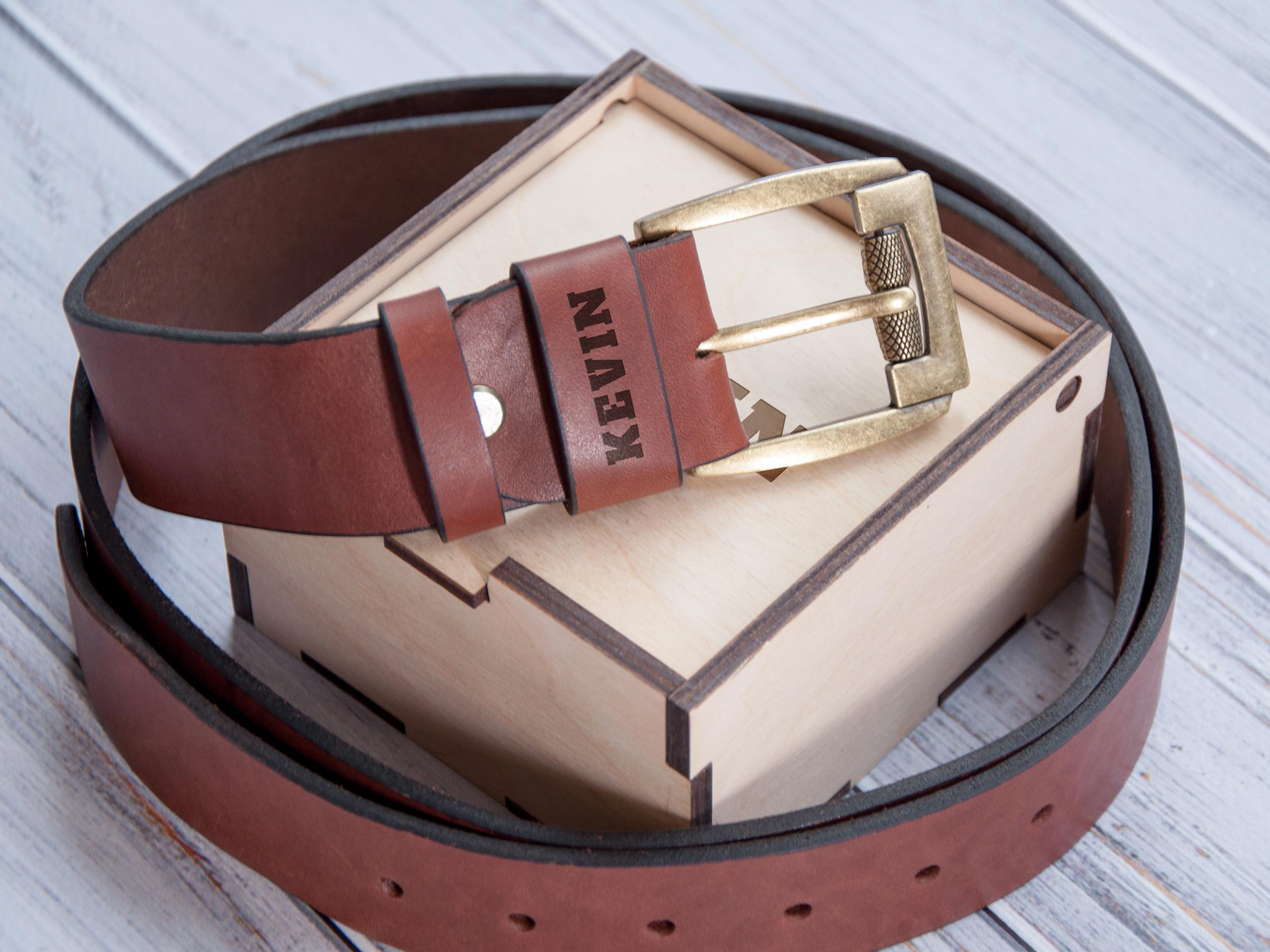 Custom Engraved Leather Belt - Coworker Gift