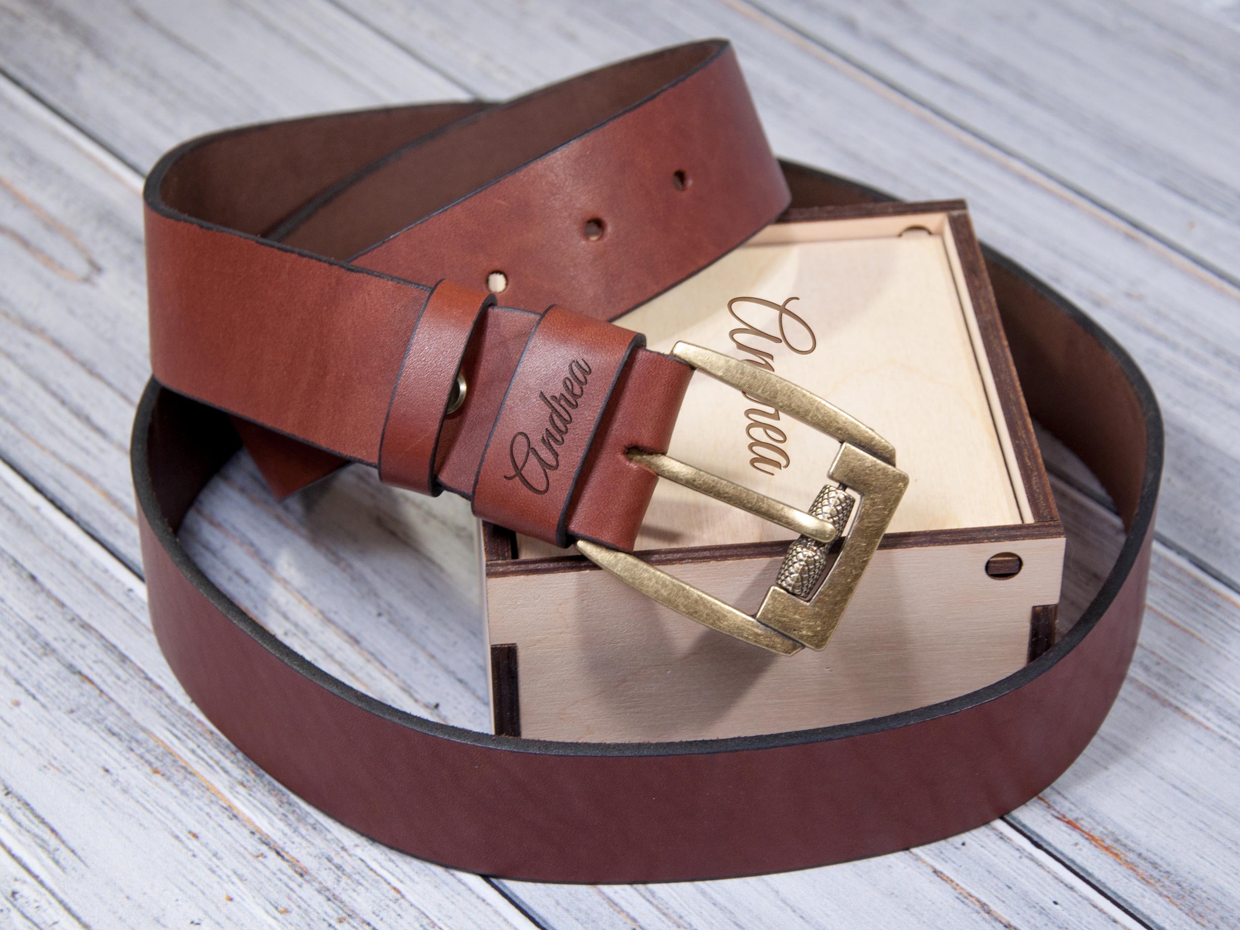 Custom leather belt with personalization - Christmas gift for him