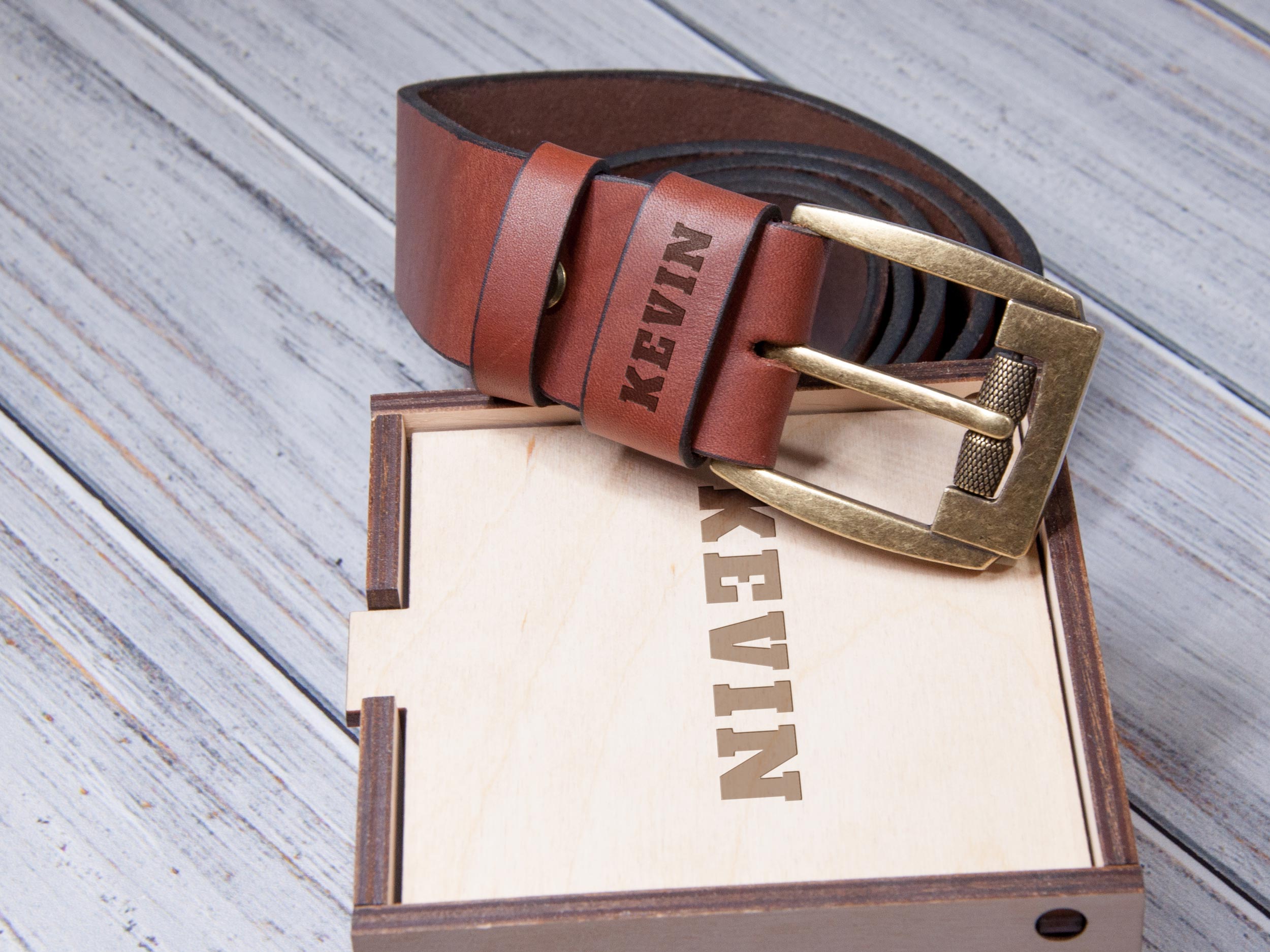 Custom Engraved Leather Belt - Coworker Gift