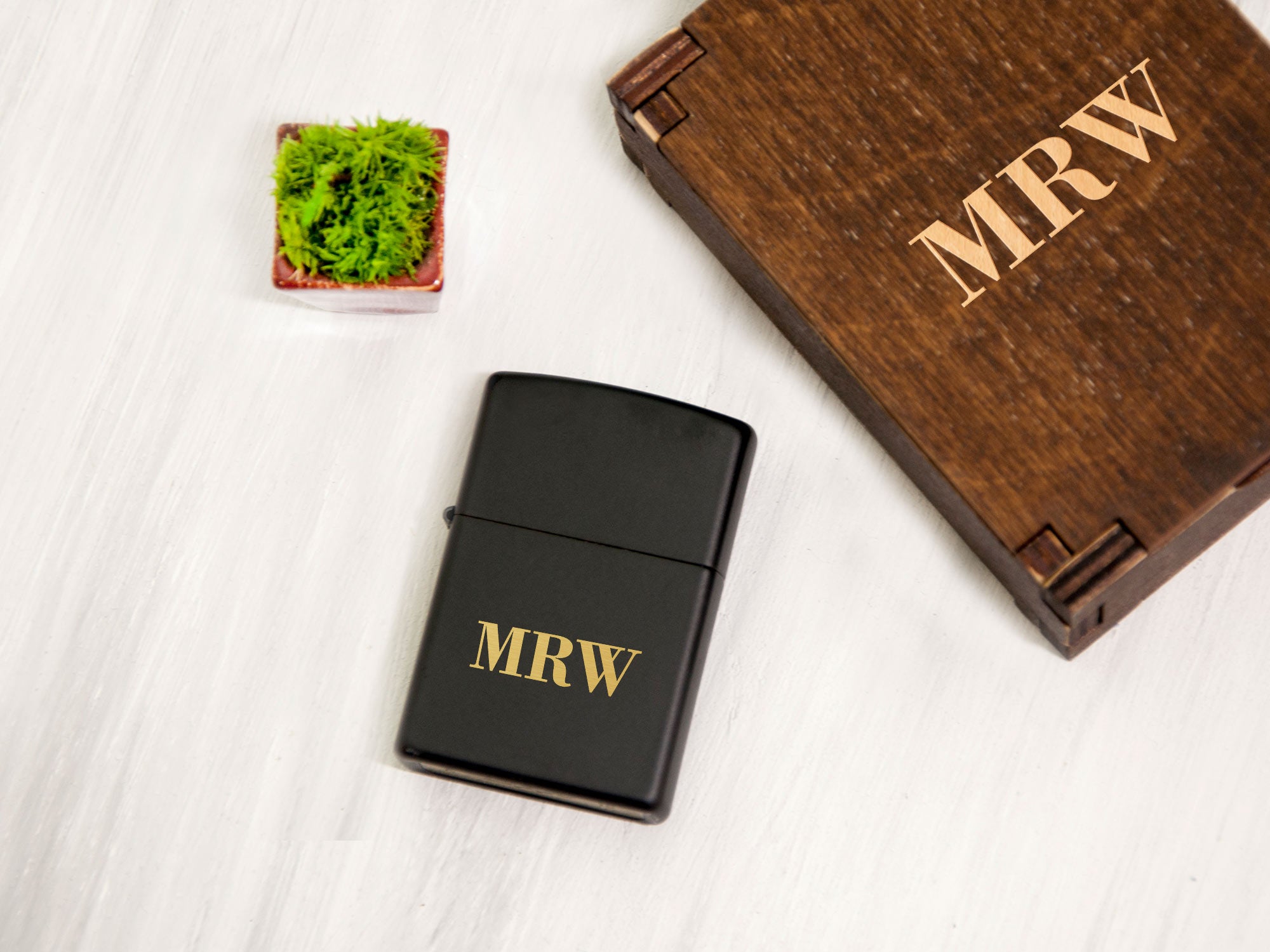 Matte Black Zippo Lighter - Monogram Wedding Gifts for Groomsmen