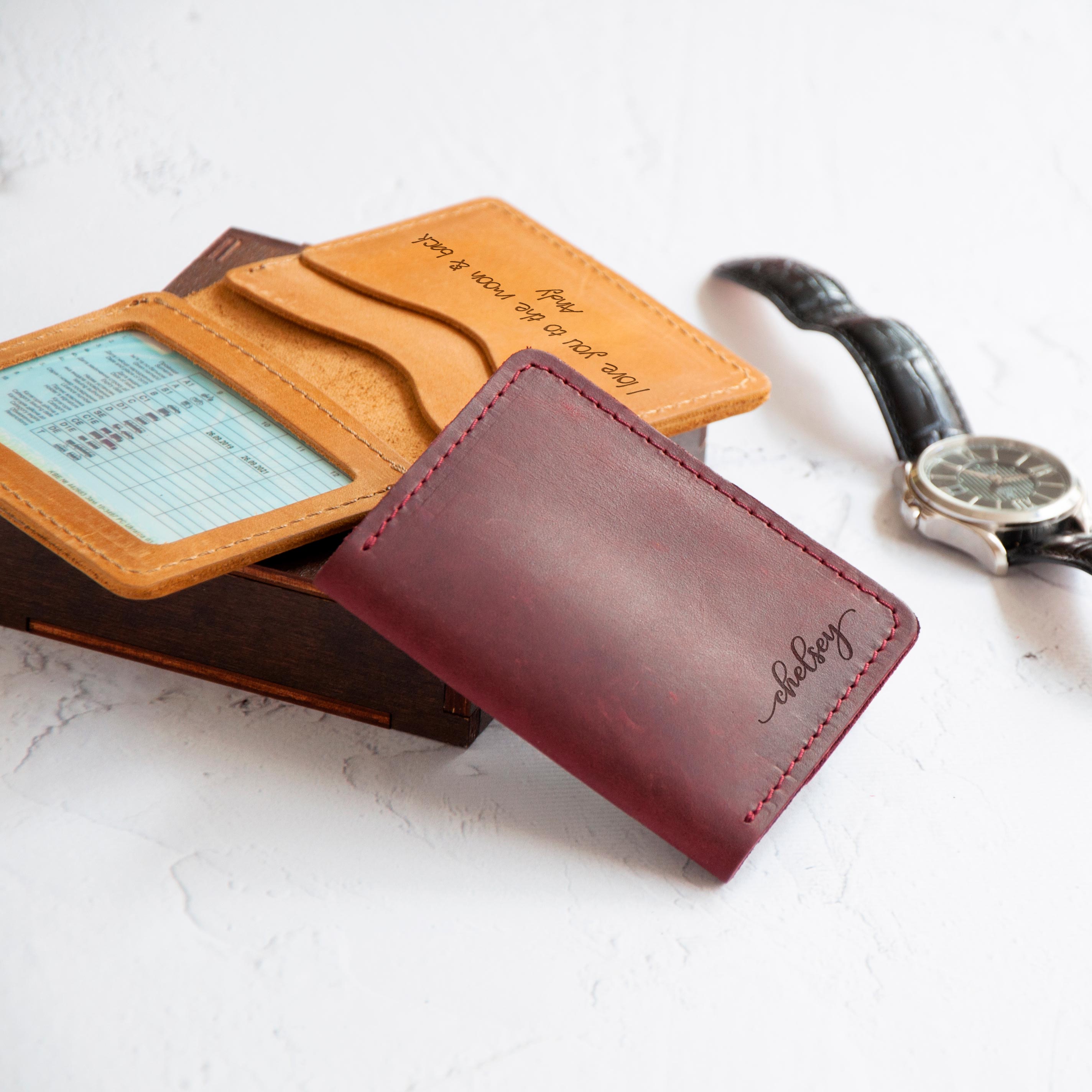 Leather ID wallet - Father's Day Gift for Dad