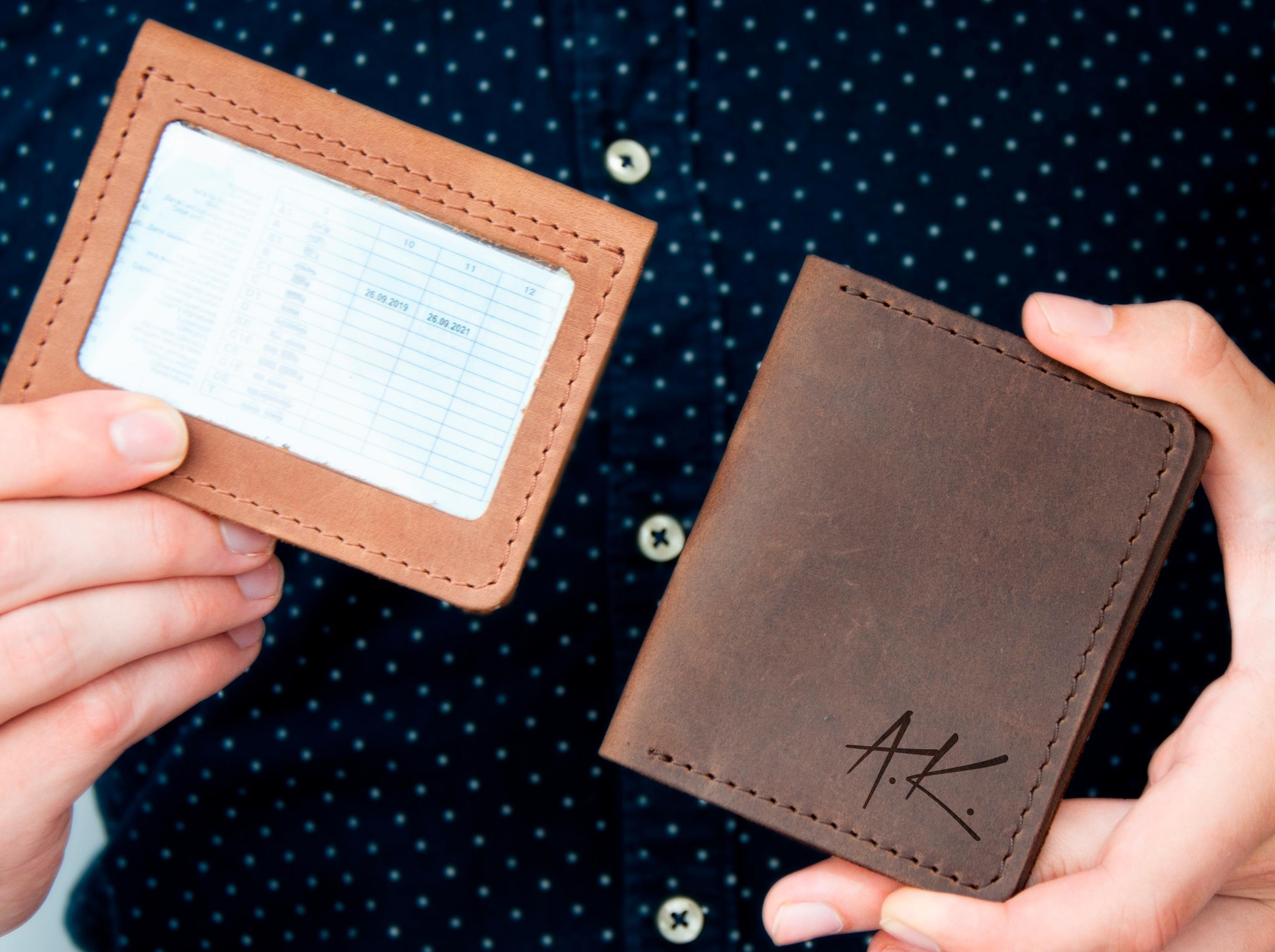 Leather ID wallet - Father's Day Gift for Dad