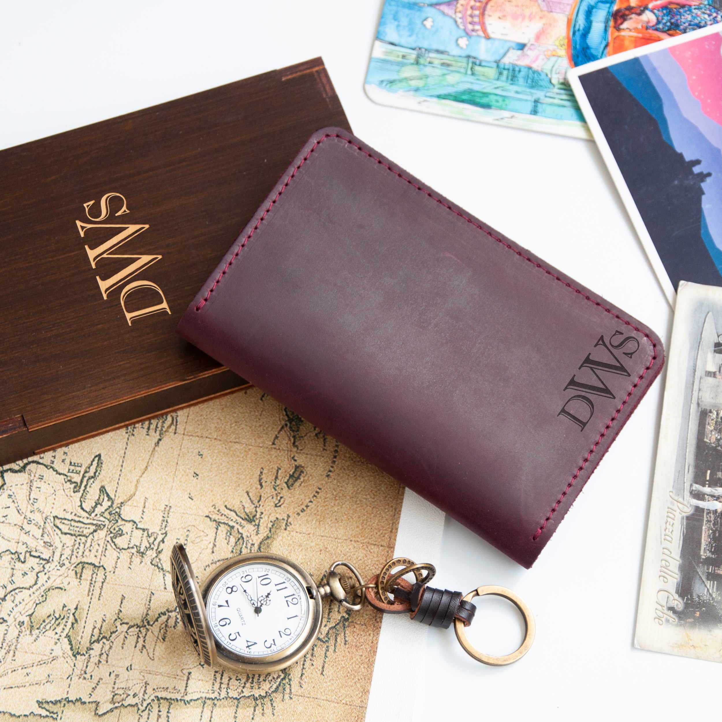 Custom Travel Wallet with Name. Monogram or Initials