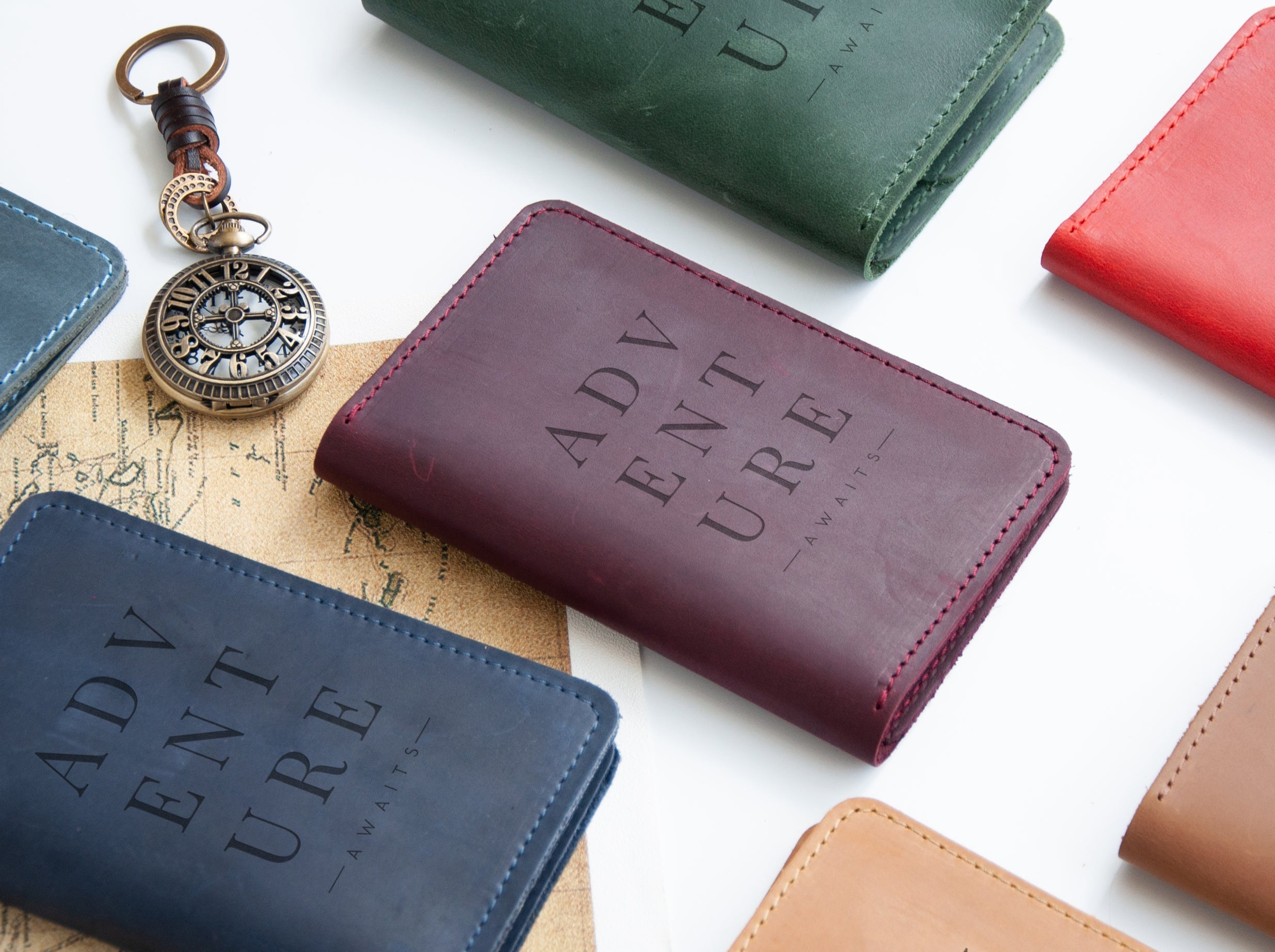 Custom Travel Wallet Adventure Awaits - Leather Travel Wallet Organizer