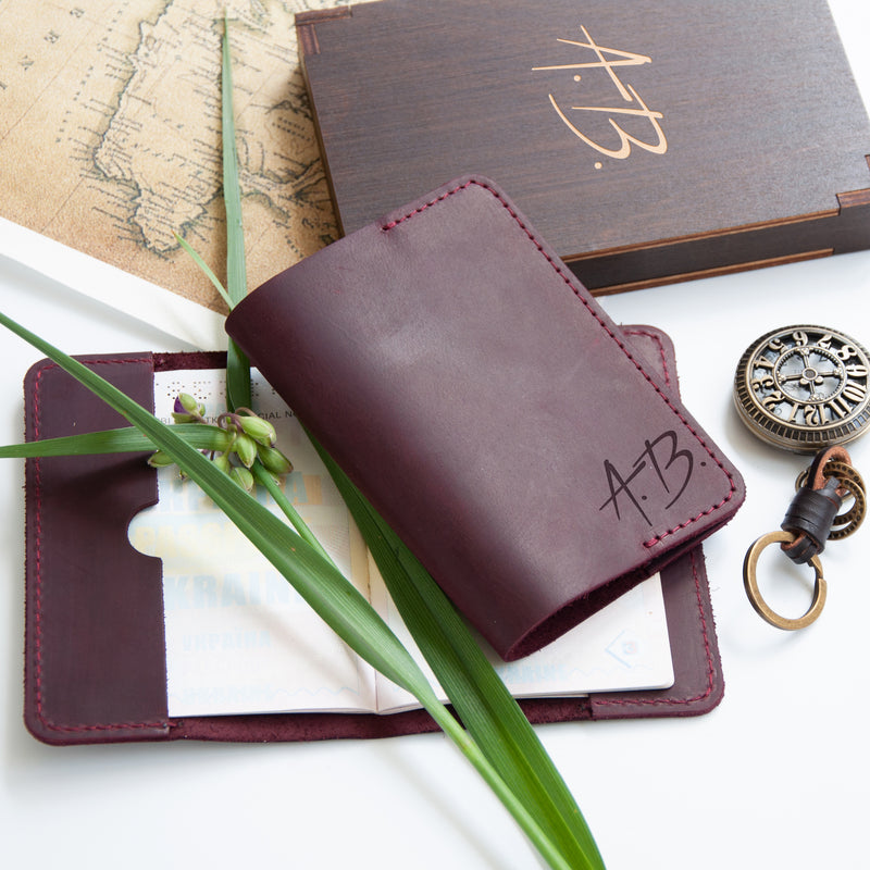 Genuine Leather Personalized Passport Holder, Engraved with Monogram or  Initials, Travel Wallet, Father's Day Gift