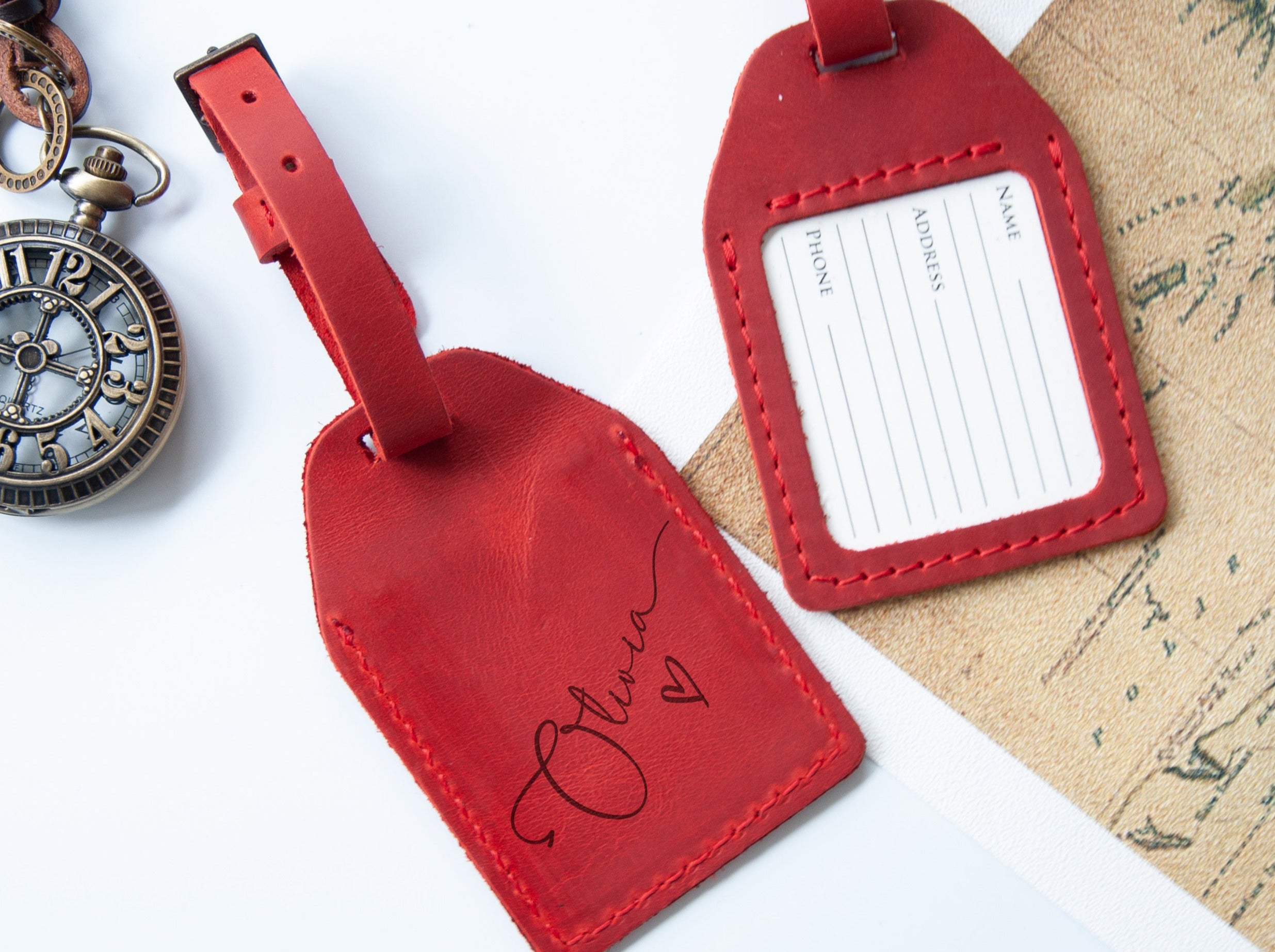 Leather Luggage Tags - Bridesmaid Gifts, Wedding Party Favors