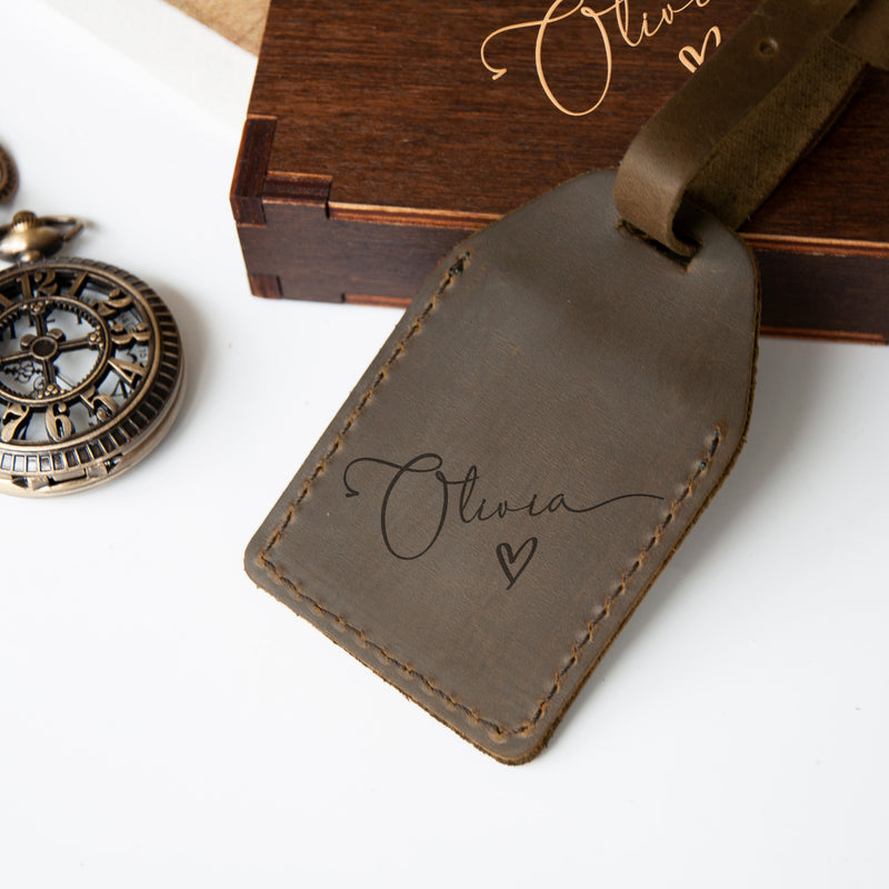 Leather Luggage Tags - Bridesmaid Gifts, Wedding Party Favors