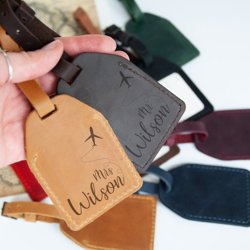 Personalized Leather Tags - Travel Accessories for Couple