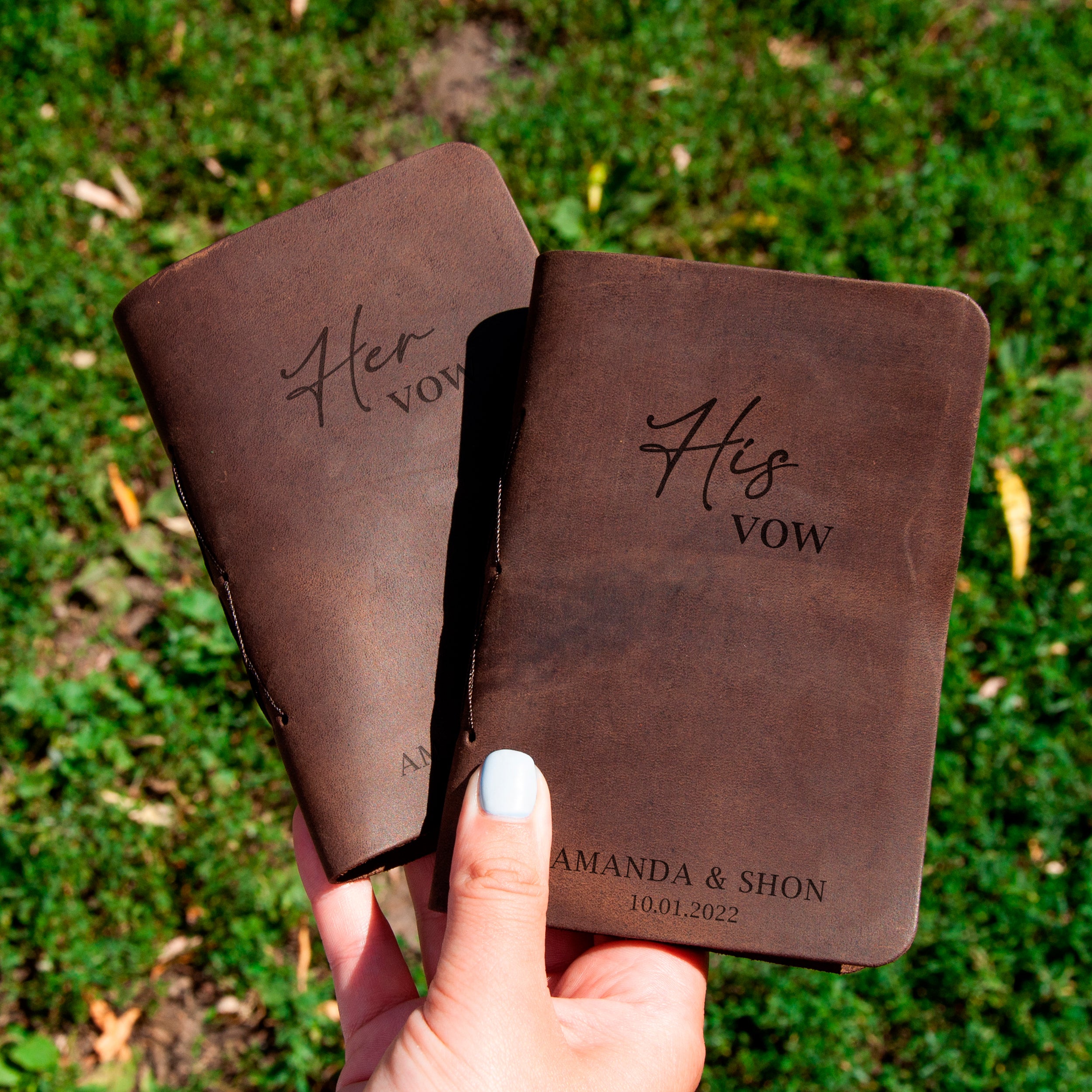 His & Hers Vows - Set of 2 Personalized Vow Books - Mr and Mrs Wedding Gift