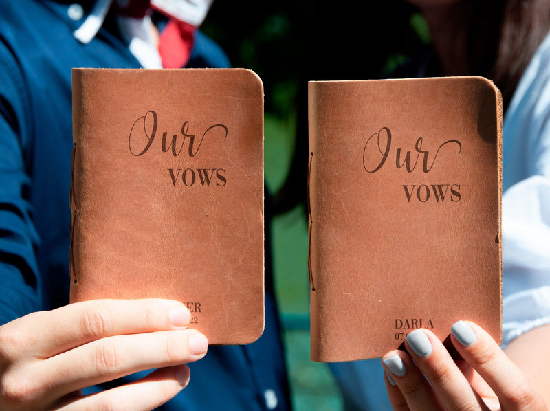 Wedding Vow Books for Bride and Groom - Vow Booklet with Name or Date
