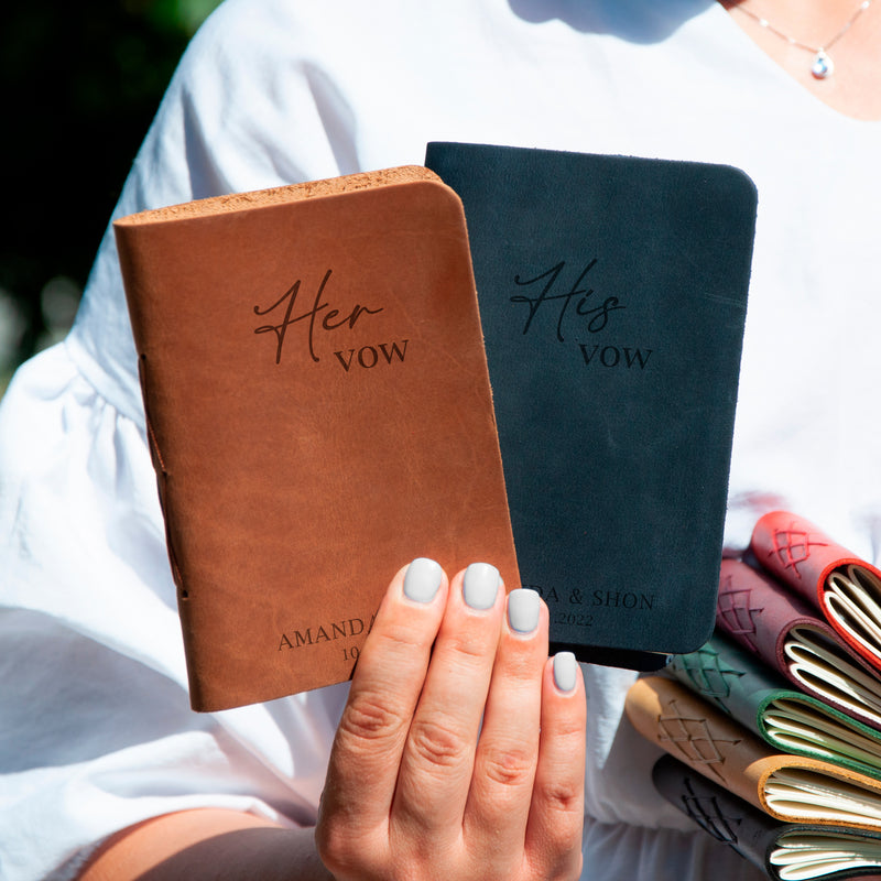 His & Hers Vows - Set of 2 Personalized Vow Books - Mr and Mrs Wedding Gift