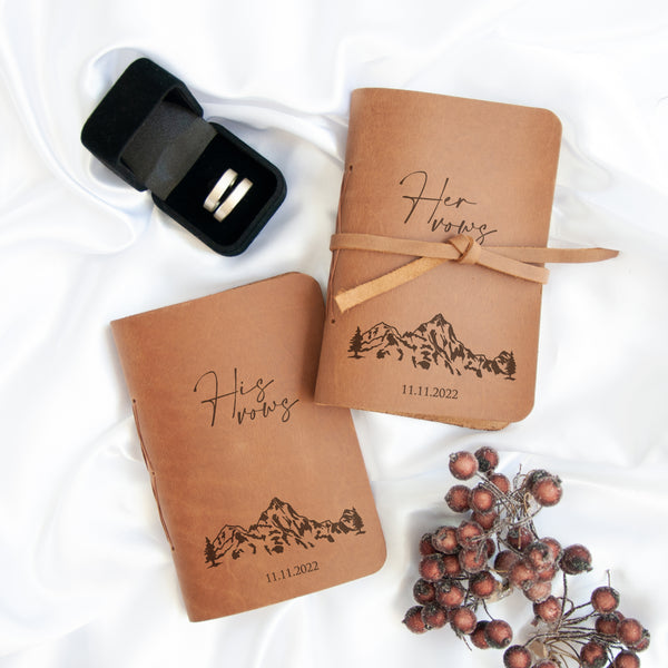 Mr & Mrs Leather Vow Books - Wedding Vows in Travel Theme